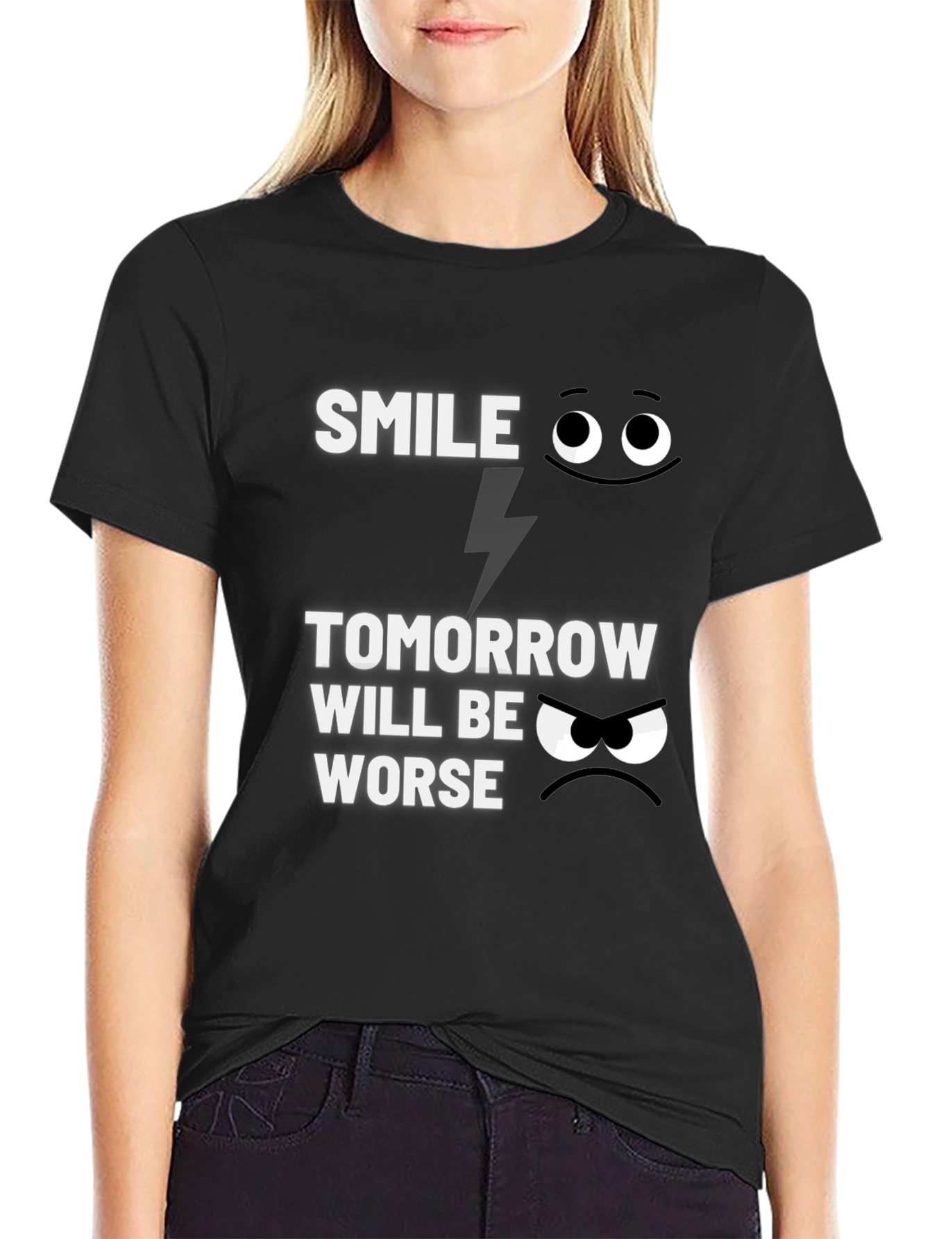Black Smile Tomorrow Will Be Worse Graphic T-Shirt view 2