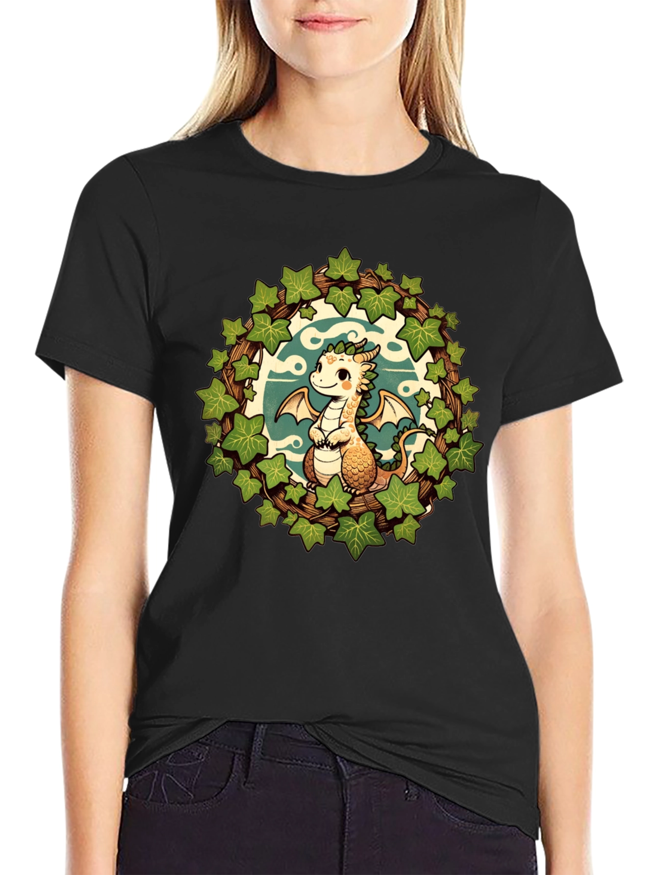 Black Dragon & Ivy Wreath Graphic Tee view 2