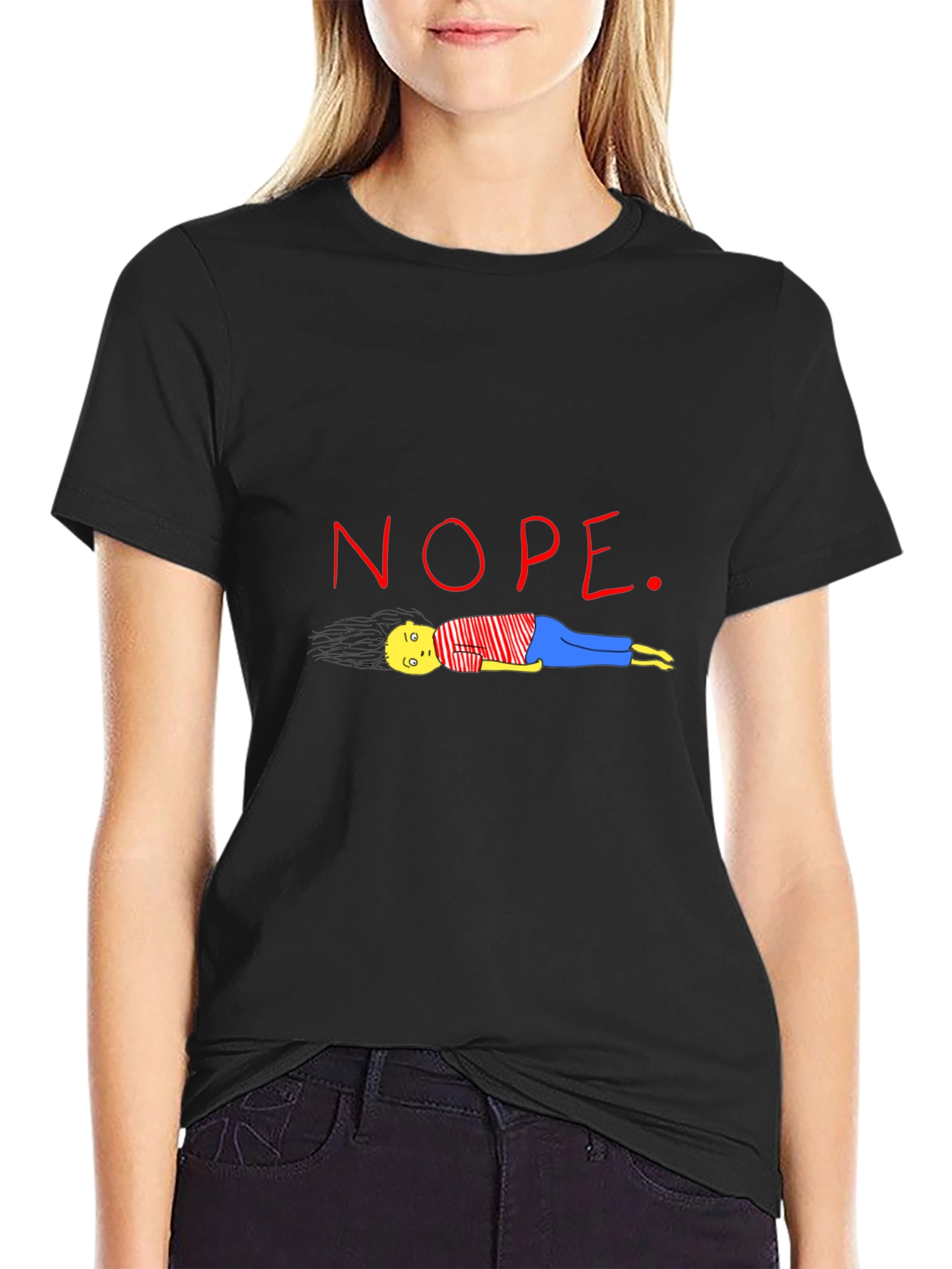 Black Nope T-Shirt - Funny Graphic Tee view 2