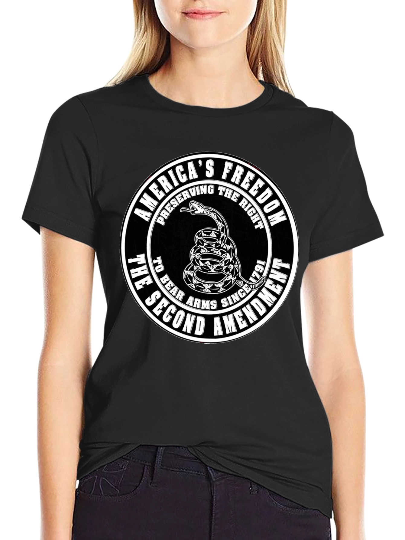 Black Second Amendment Rattlesnake T-Shirt view 2