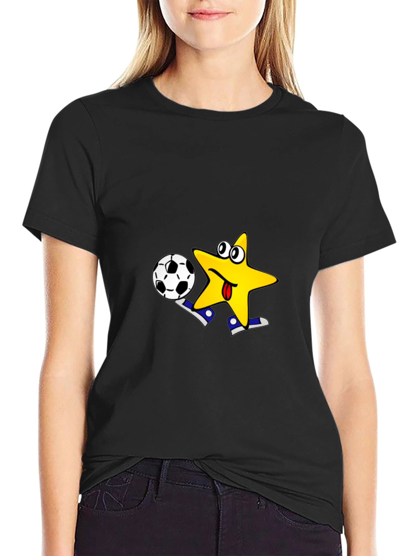 Black Funny Star Soccer T-Shirt - Kick Off in Style! view 2