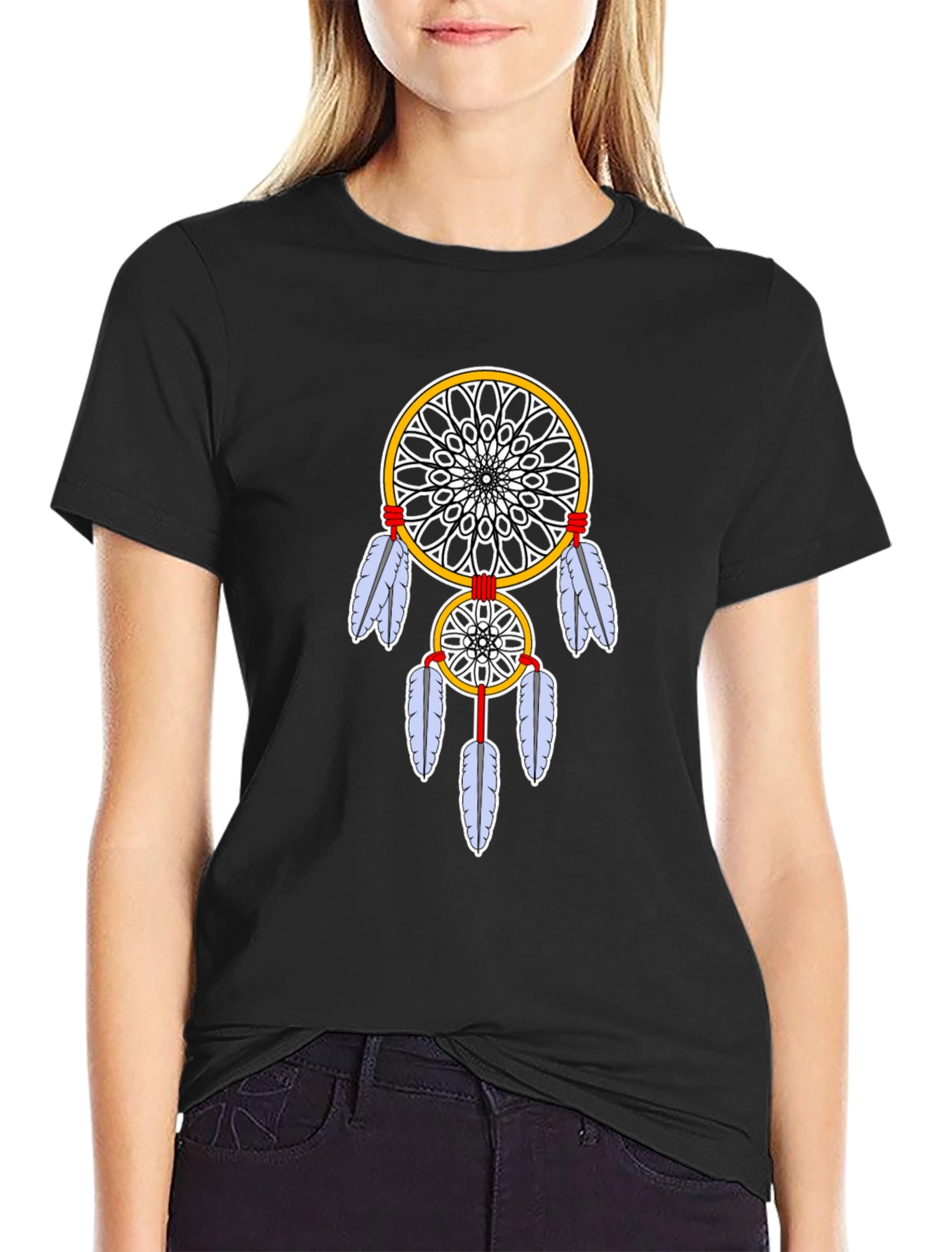 Black Dreamcatcher Graphic Tee - Native American Style view 2