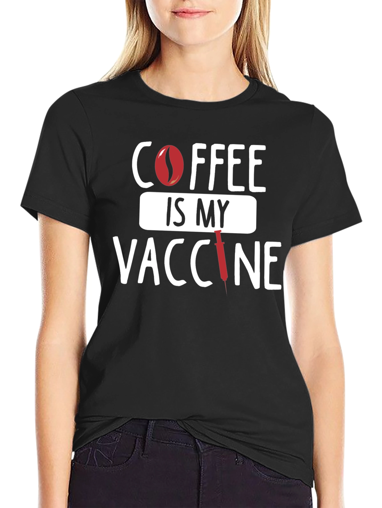 Black Coffee Is My Vaccine T-Shirt - Unisex Cotton Tee view 2