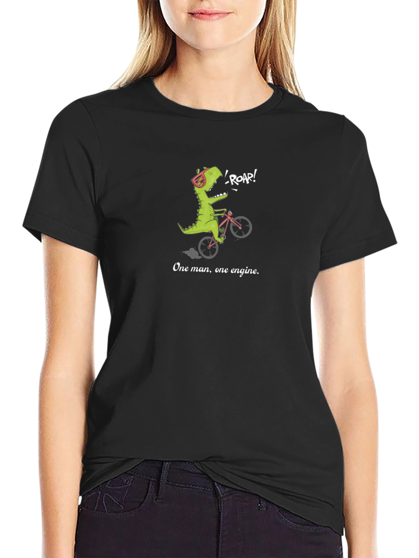 Black Dino Biking T-Shirt - One Man, One Engine view 2
