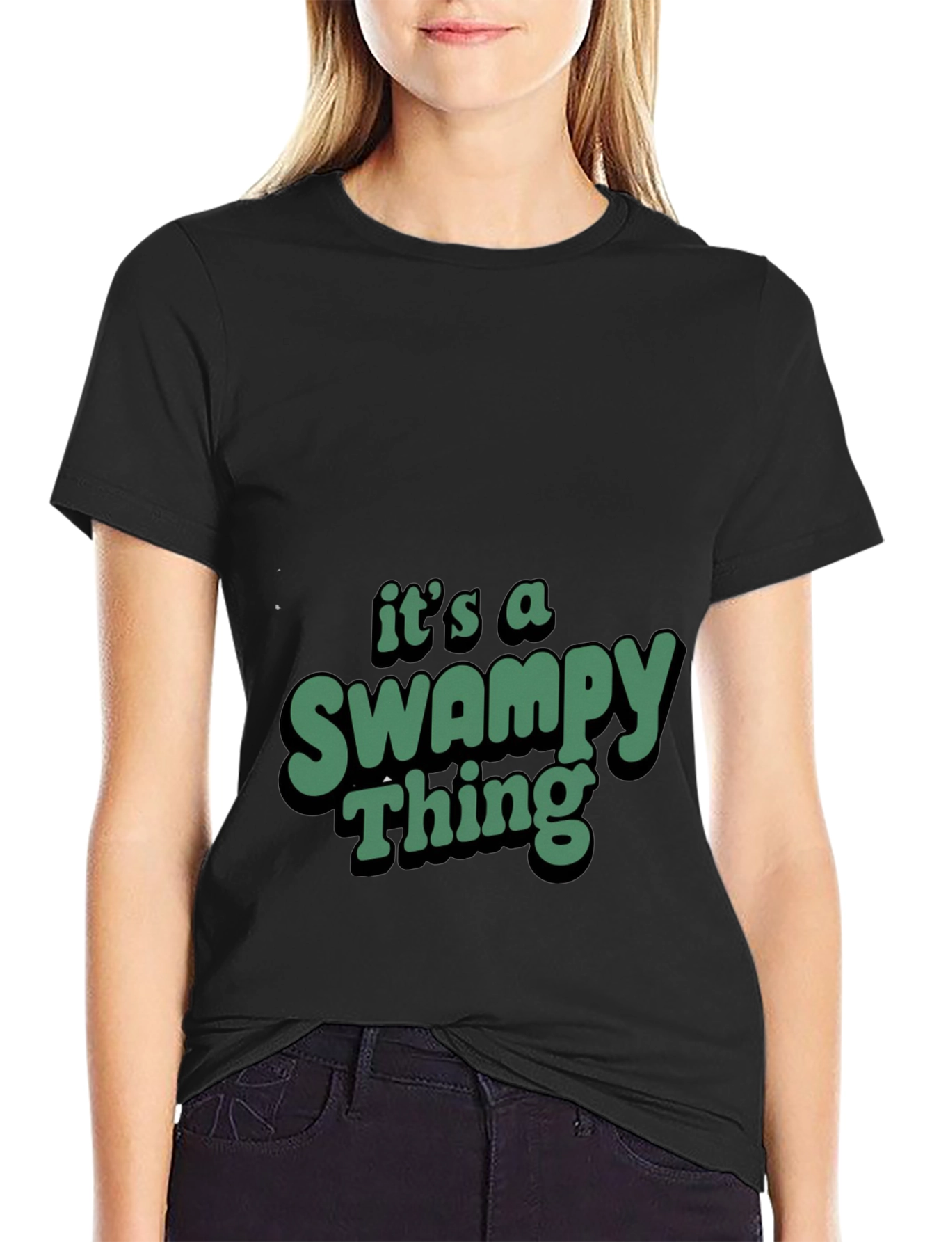 Black Swampy Thing Graphic T-Shirt view 2