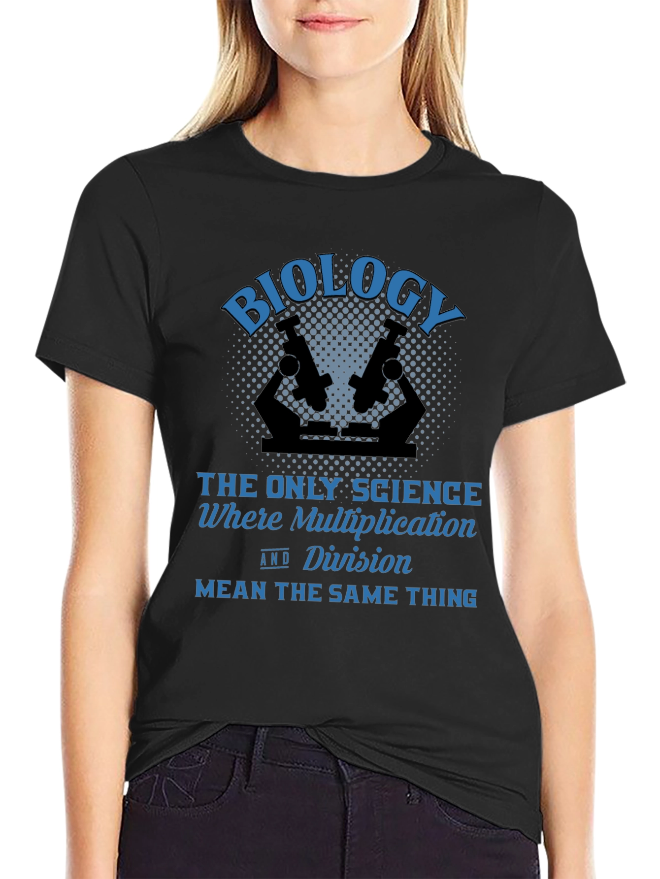 Black Biology Multiplication Division Men's Black T-Shirt view 2
