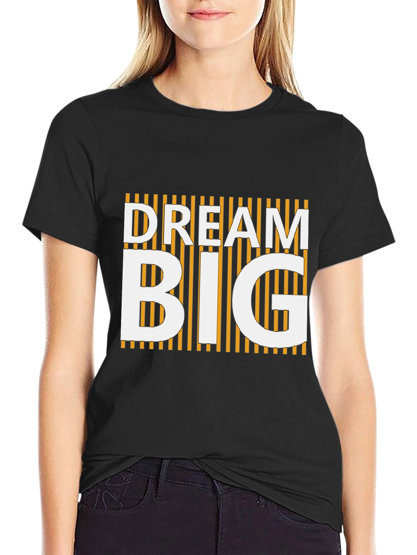 Black Dream Big Graphic Tee - Black Crew Neck view 2