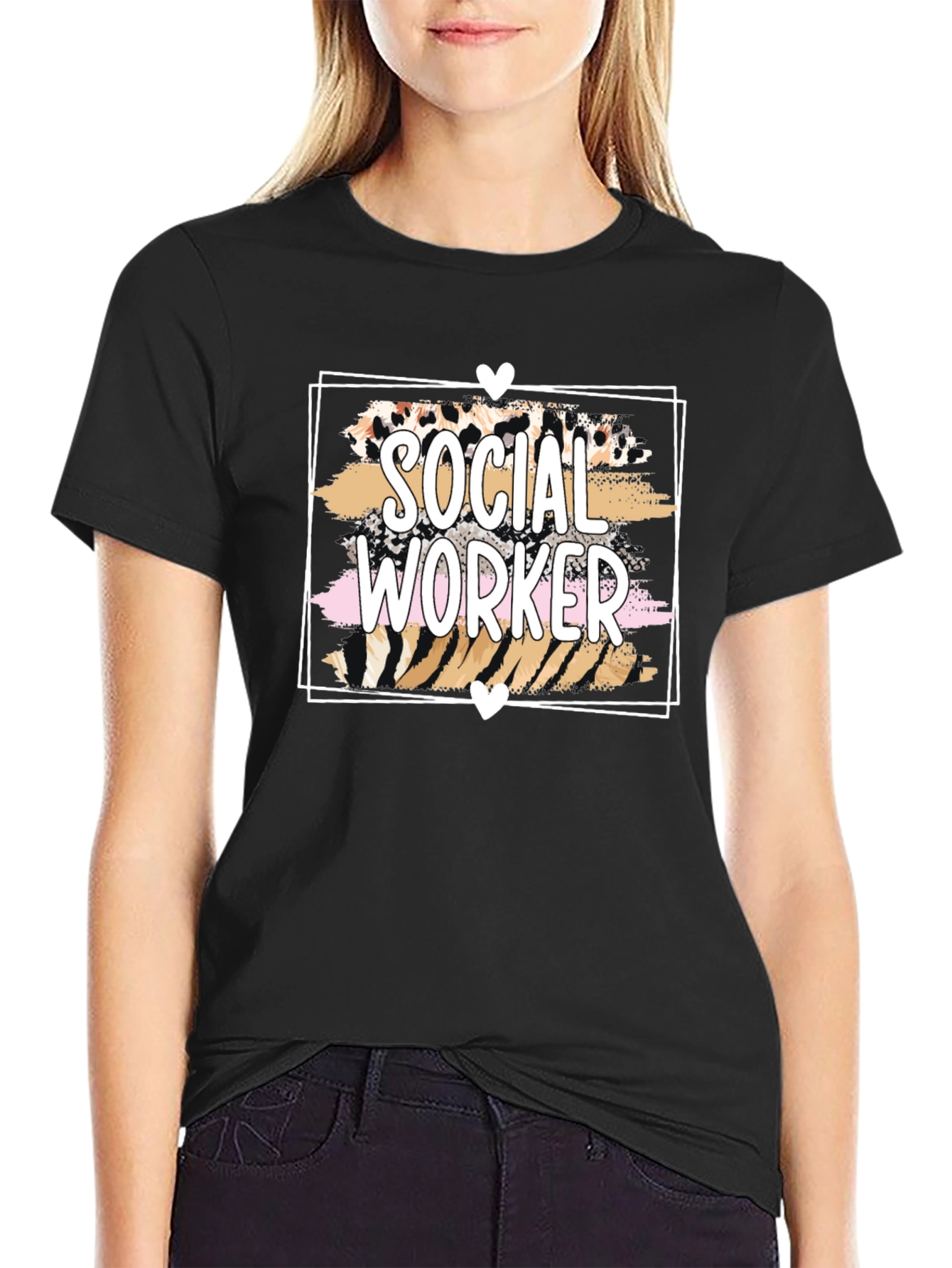 Black Social Worker Graphic Tee, Black Unisex T-Shirt view 2