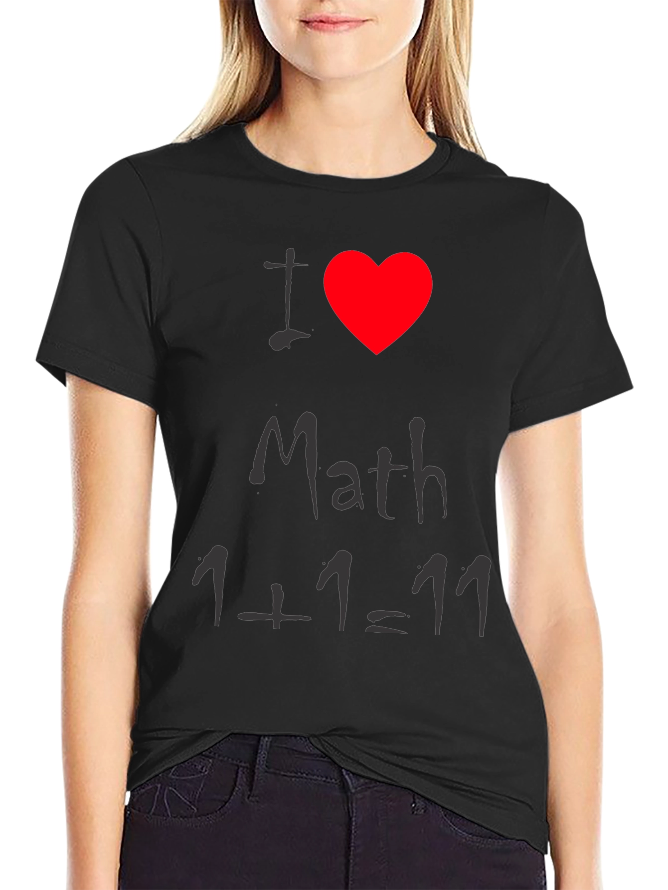 Black I Heart Math Funny T-Shirt view 2
