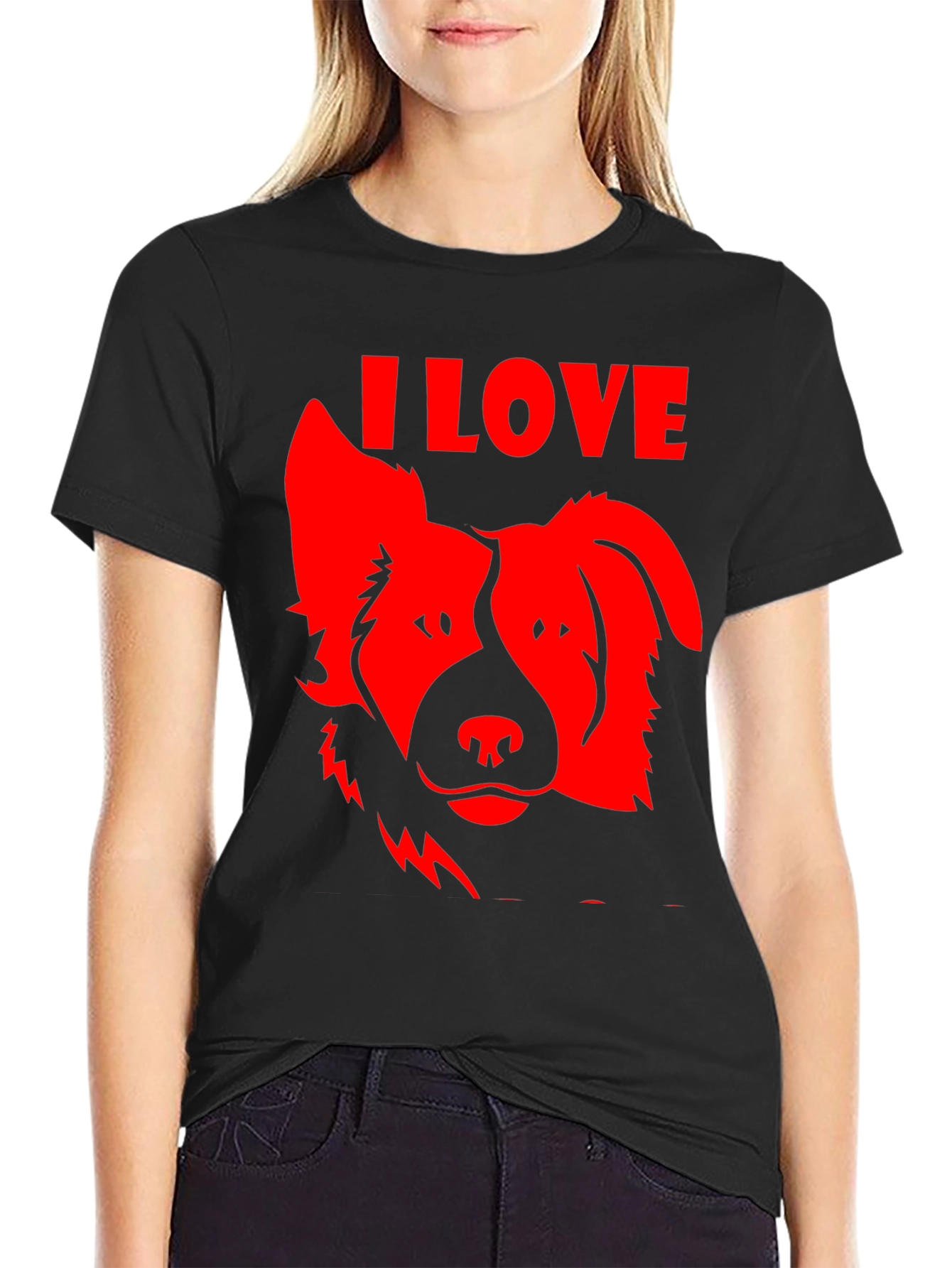 Black I Love Dogs Graphic Tee - Black view 2