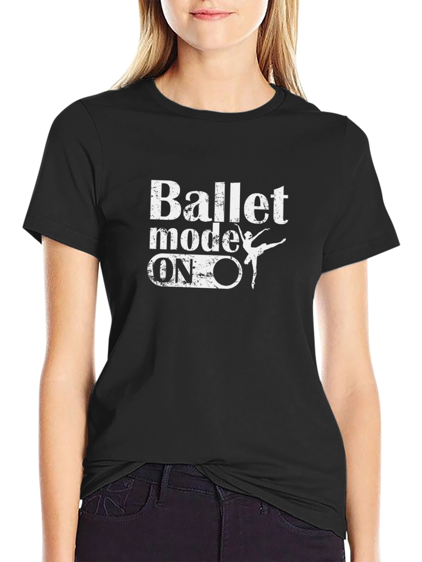 Black Ballet Mode On T-Shirt - Dancer Gift view 2