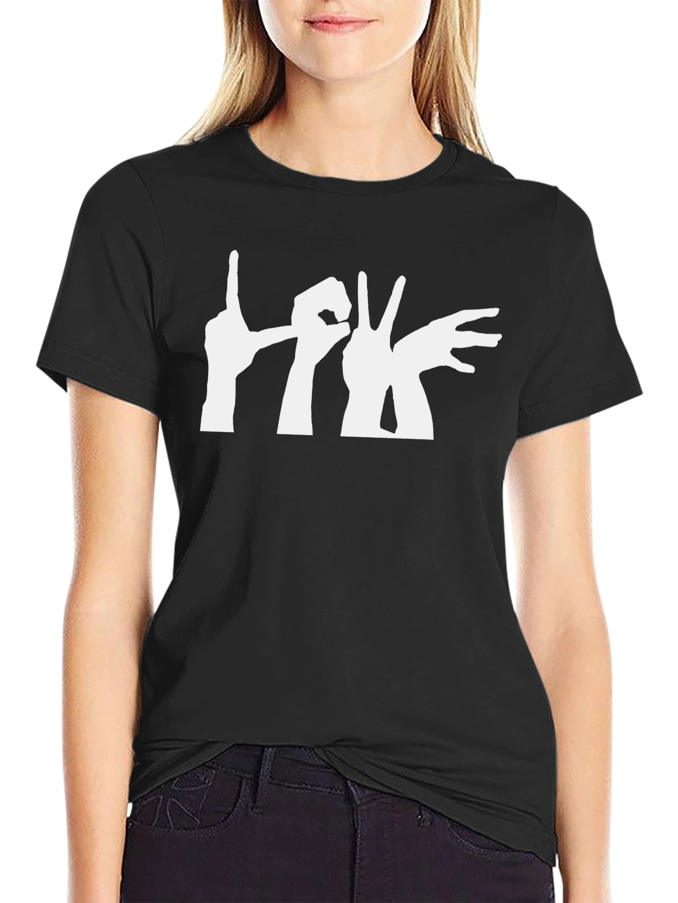 Black Love Sign Language Graphic Tee - Black view 2