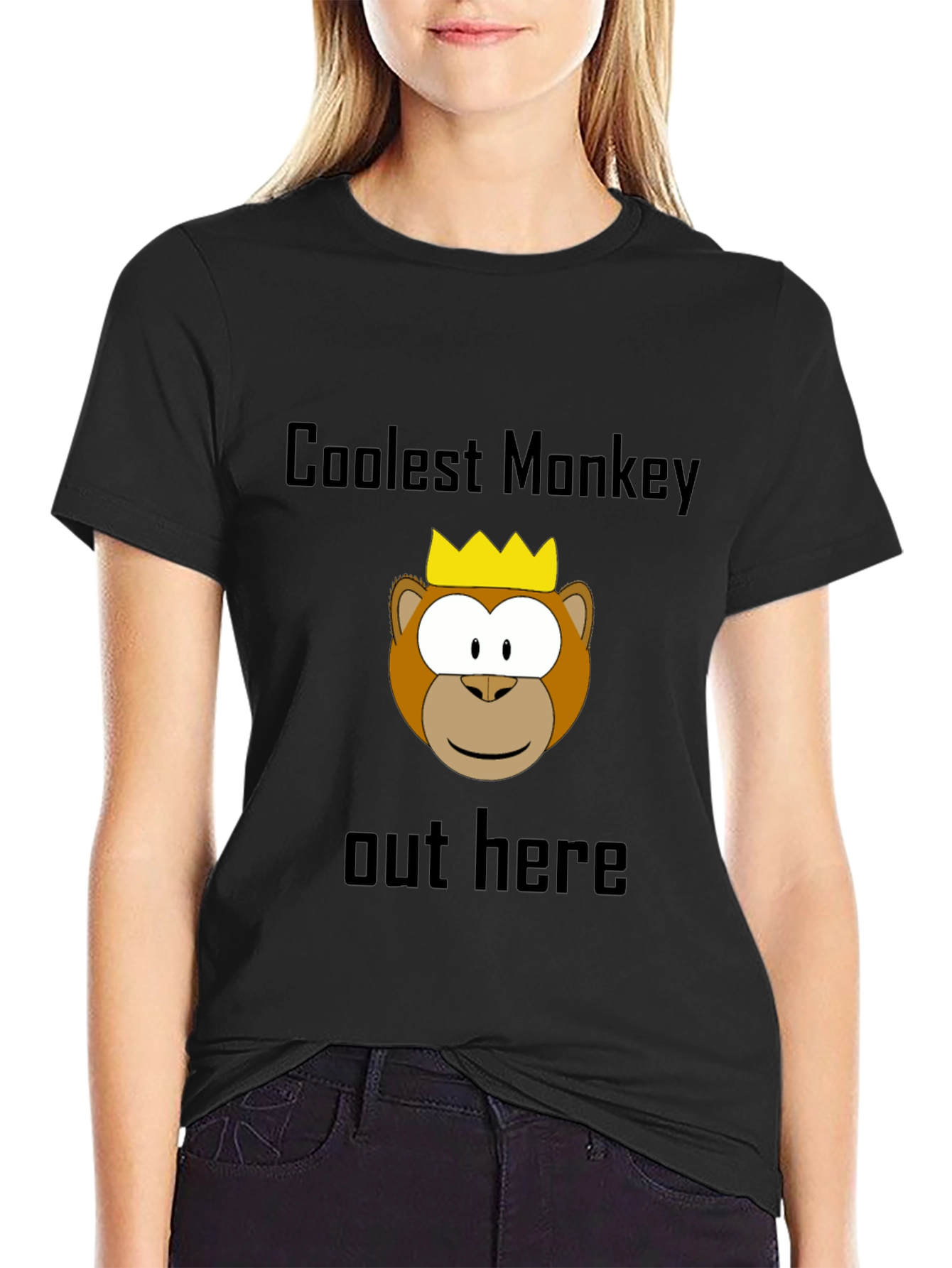 Black Coolest Monkey Graphic Tee - Black view 2