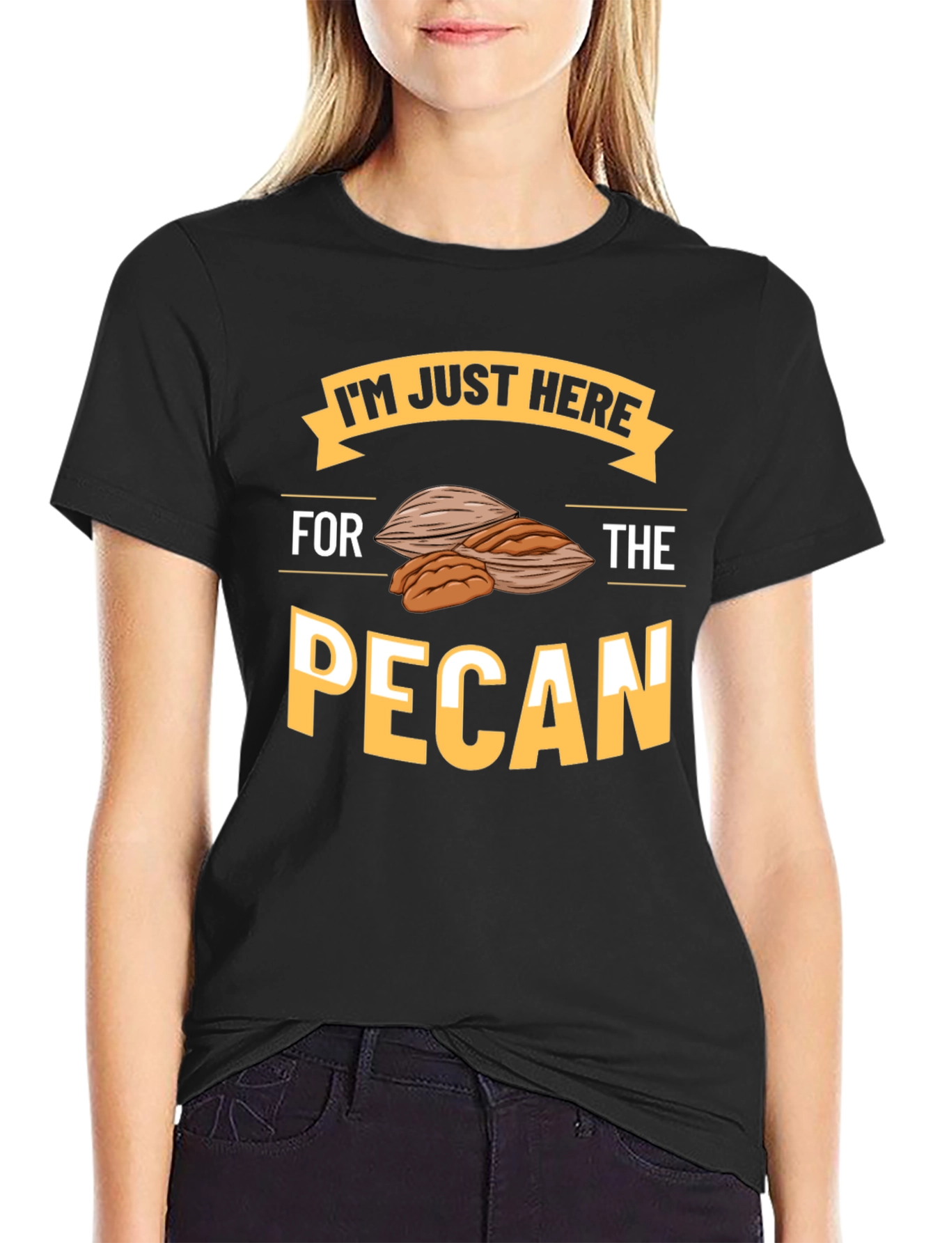 Black Pecan Lover T-Shirt - I'm Just Here For The Pecan view 2