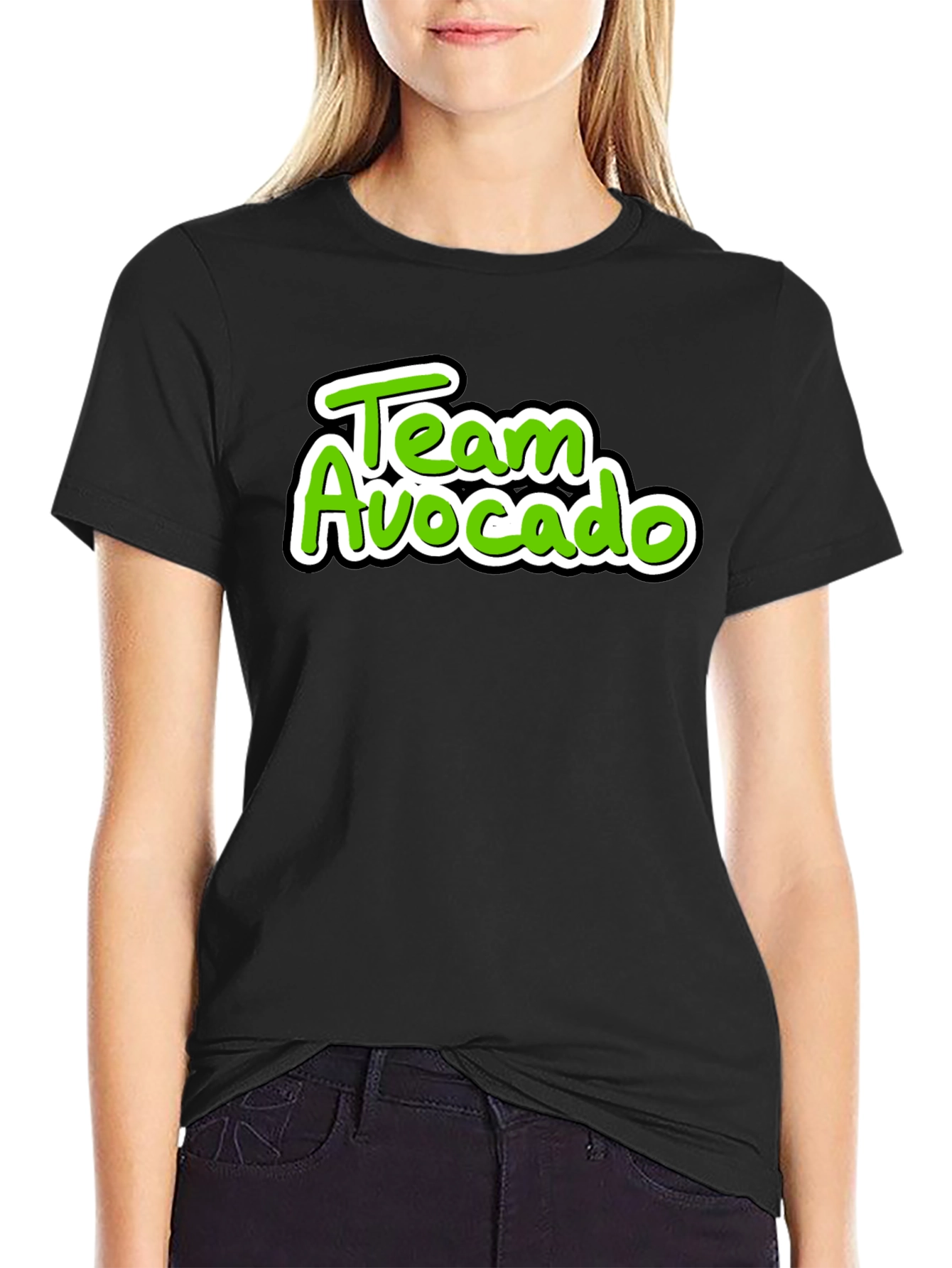 Black Team Avocado Graphic T-Shirt view 2