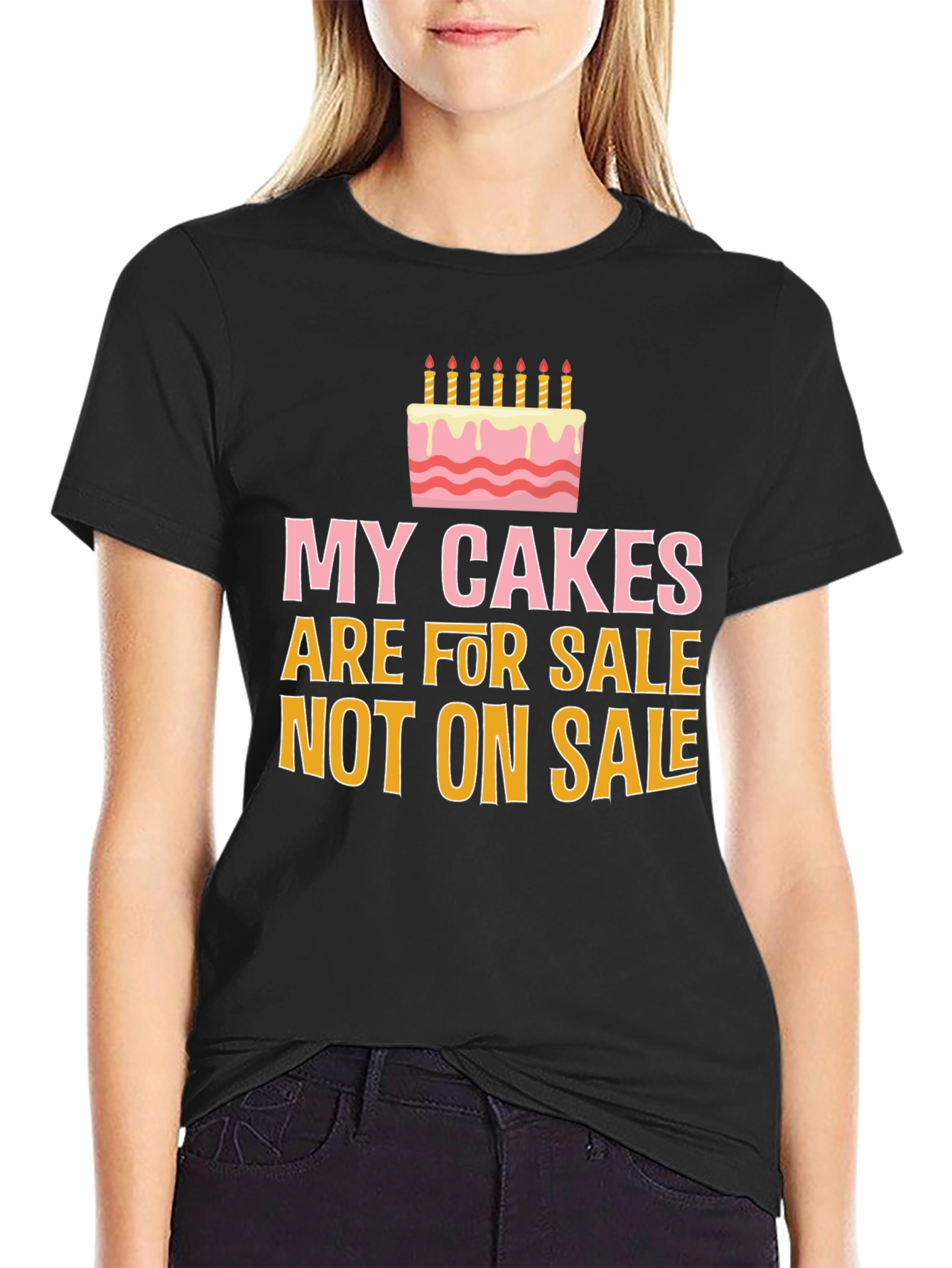 Black My Cakes Are For Sale Funny Graphic Tee view 2