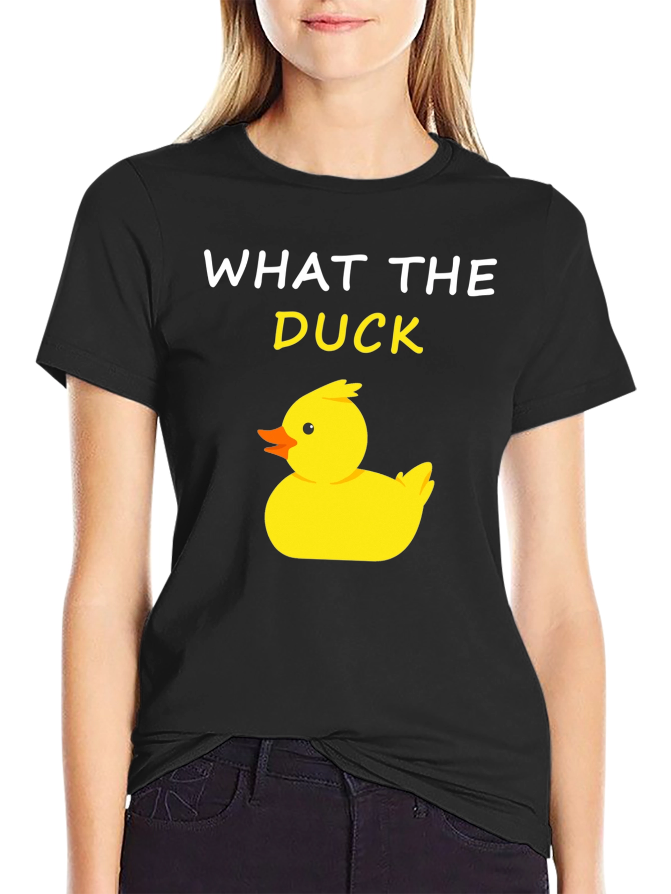Black What The Duck T-Shirt - Funny Duck Tee view 2