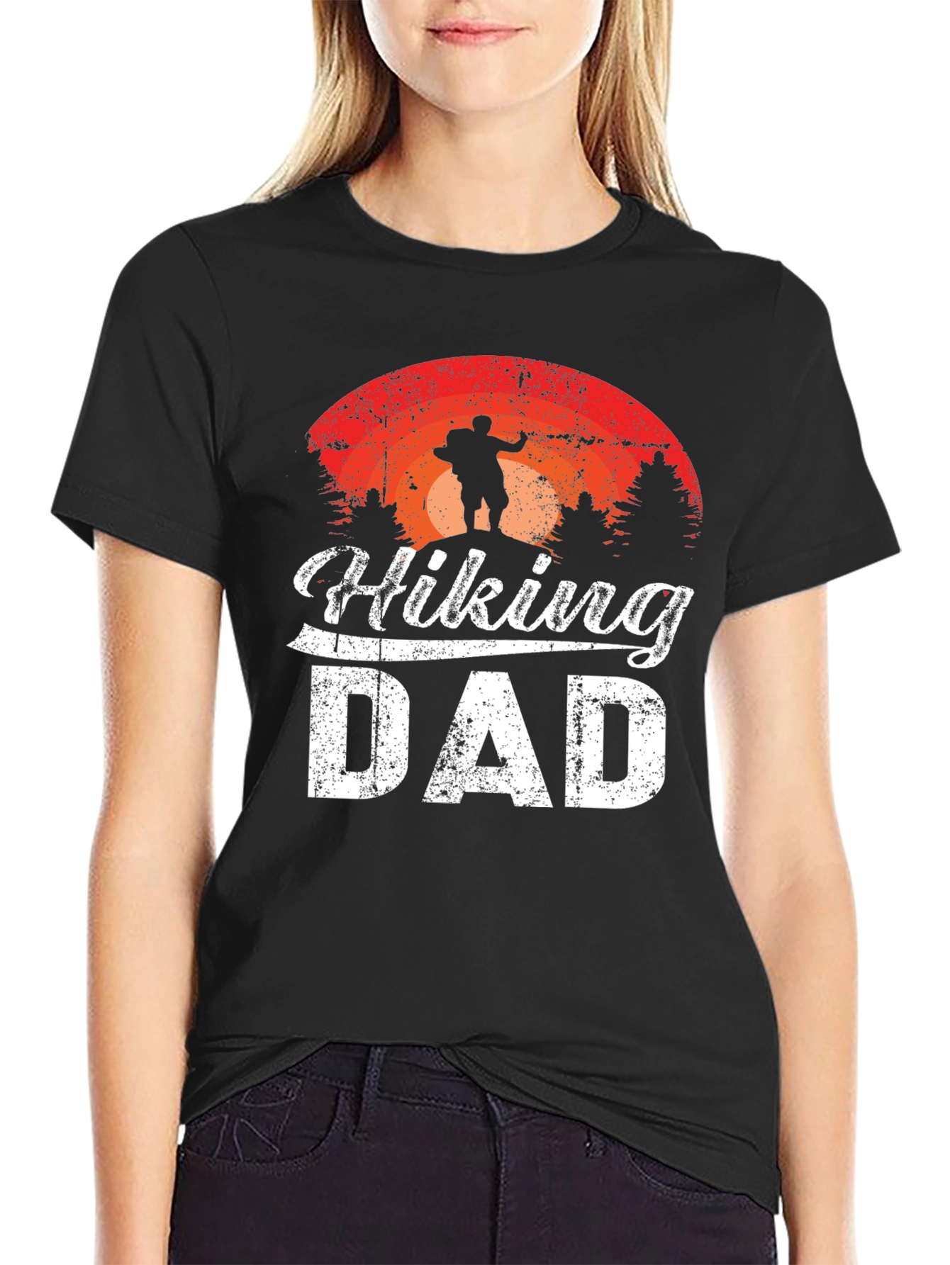 Black Hiking Dad T-Shirt - Outdoor Adventure Apparel view 2