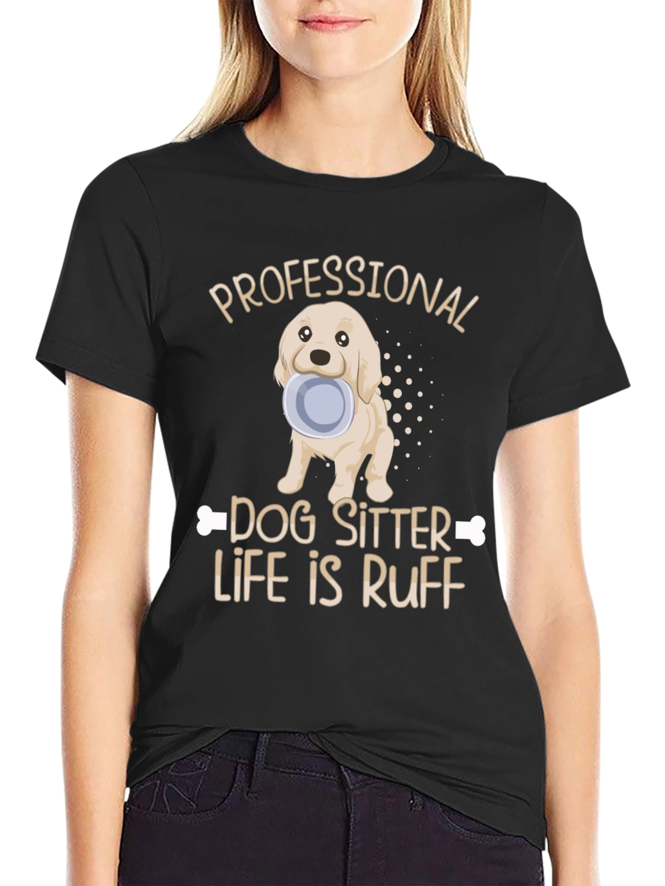 Black Dog Sitter T-Shirt - Life Is Ruff view 2