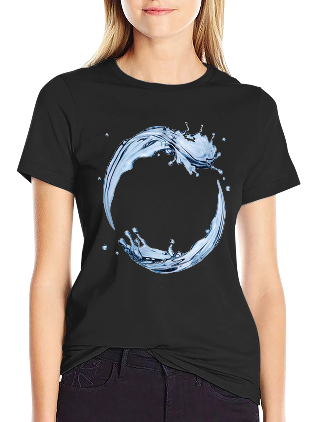 Black Water Splash Graphic Tee - Circular Design view 2