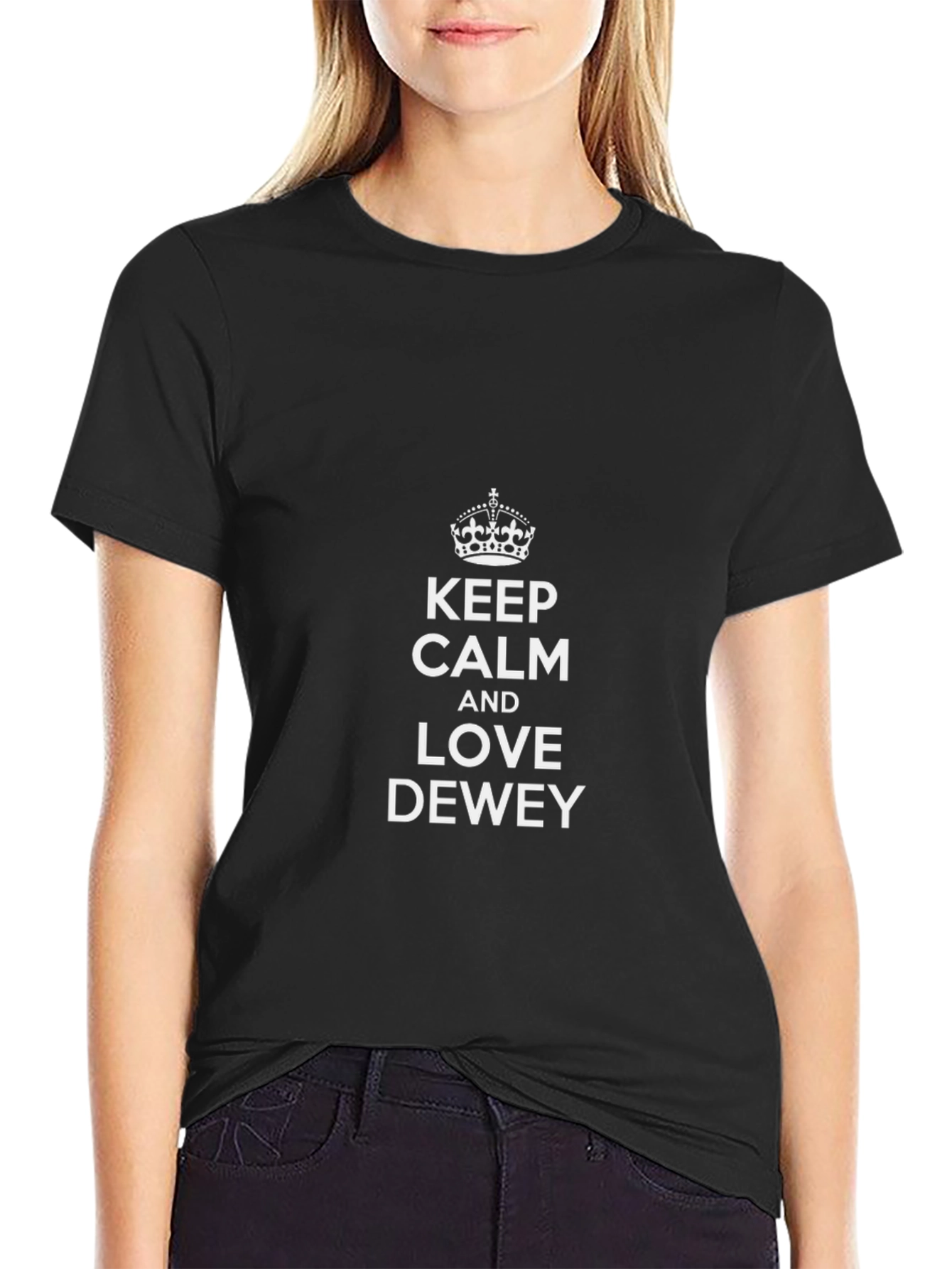 Black Keep Calm and Love Dewey T-Shirt - Black view 2