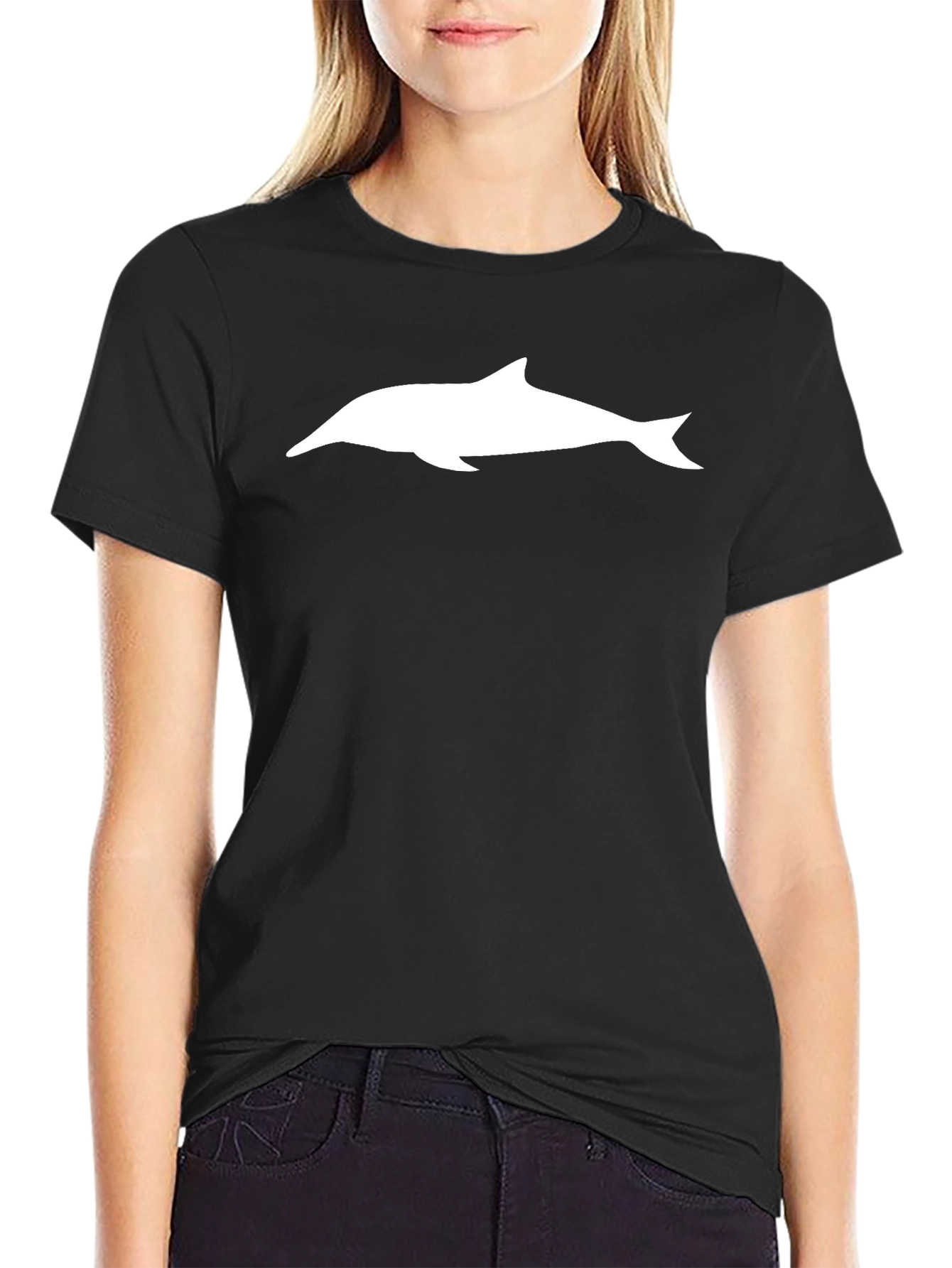 Black Dolphin Graphic Tee - Stylish Black Cotton T-Shirt view 2
