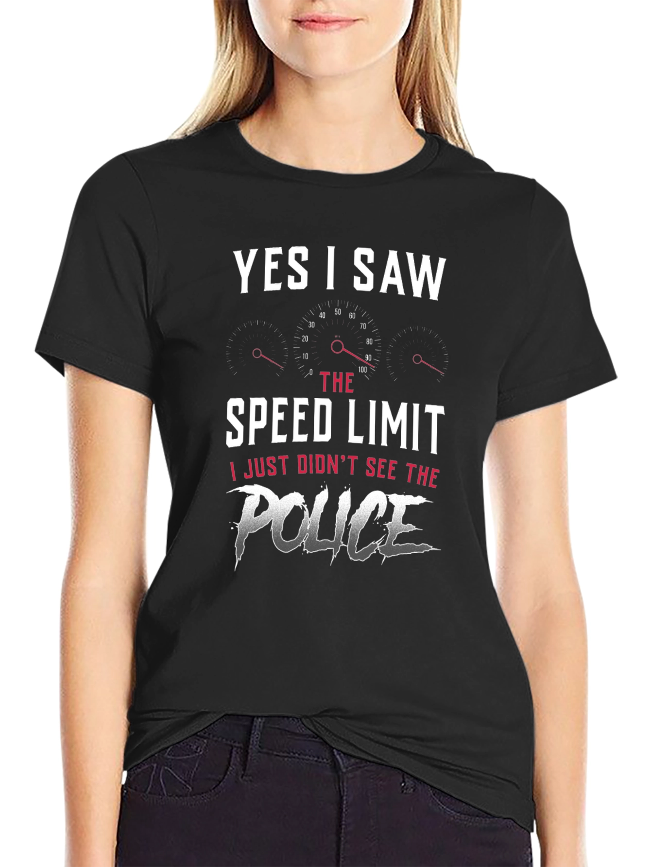 Black Yes I Saw the Speed Limit T-Shirt - Funny Car Enthusiast Tee view 2