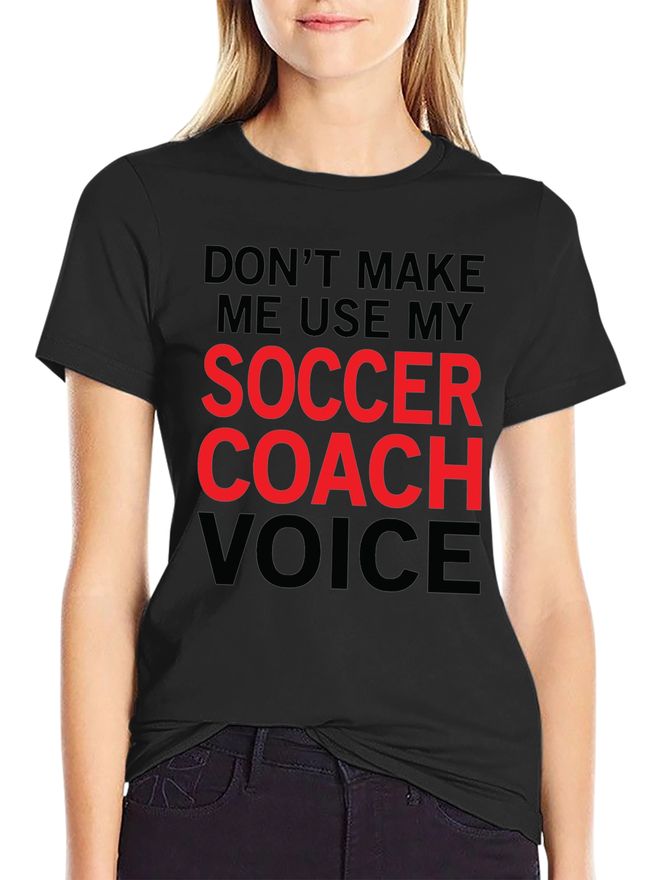 Black Soccer Coach Voice T-Shirt - Funny Coaching Tee view 2