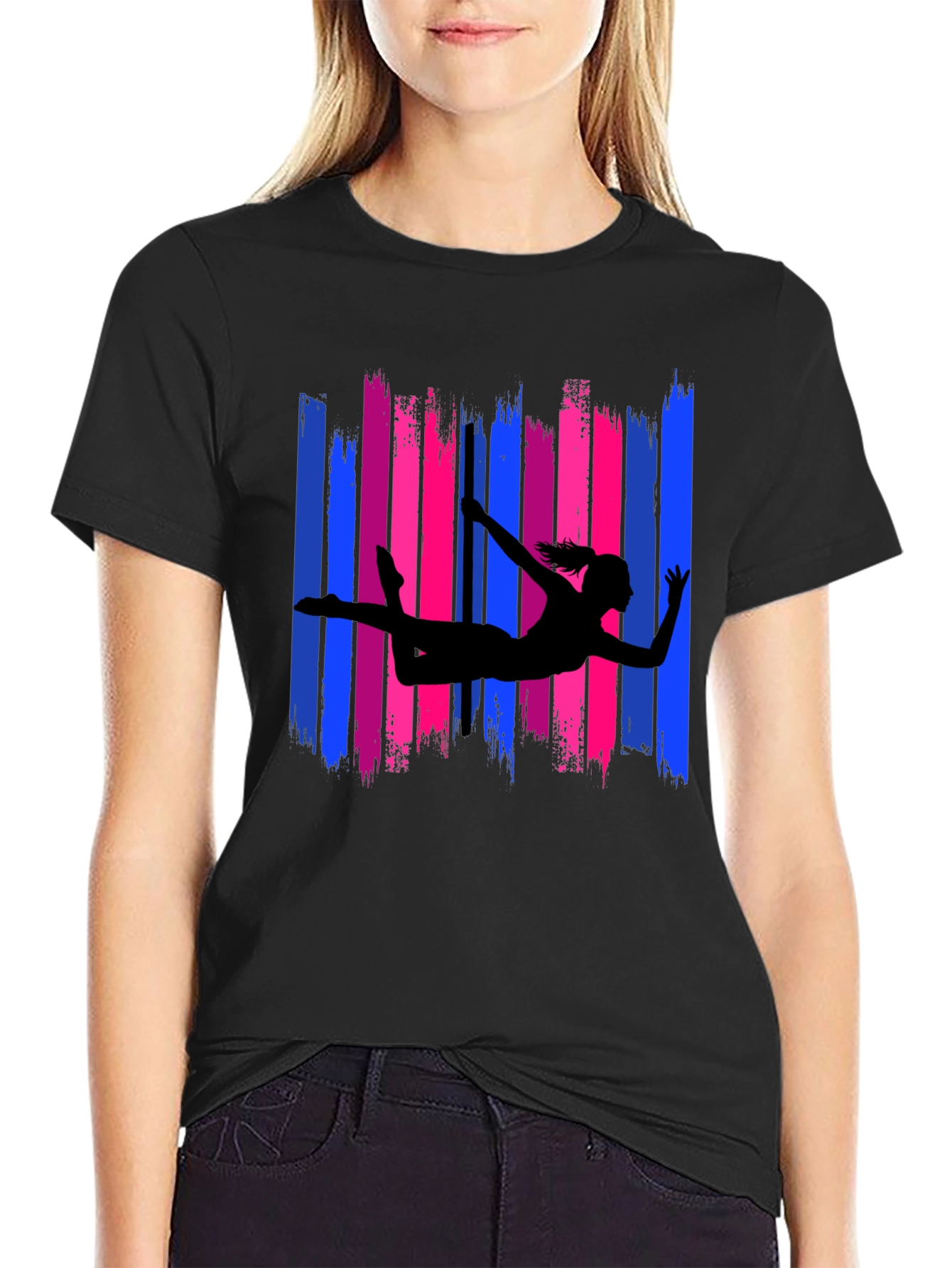Gymnast Silhouette T-Shirt Bi Pride Colors - 2