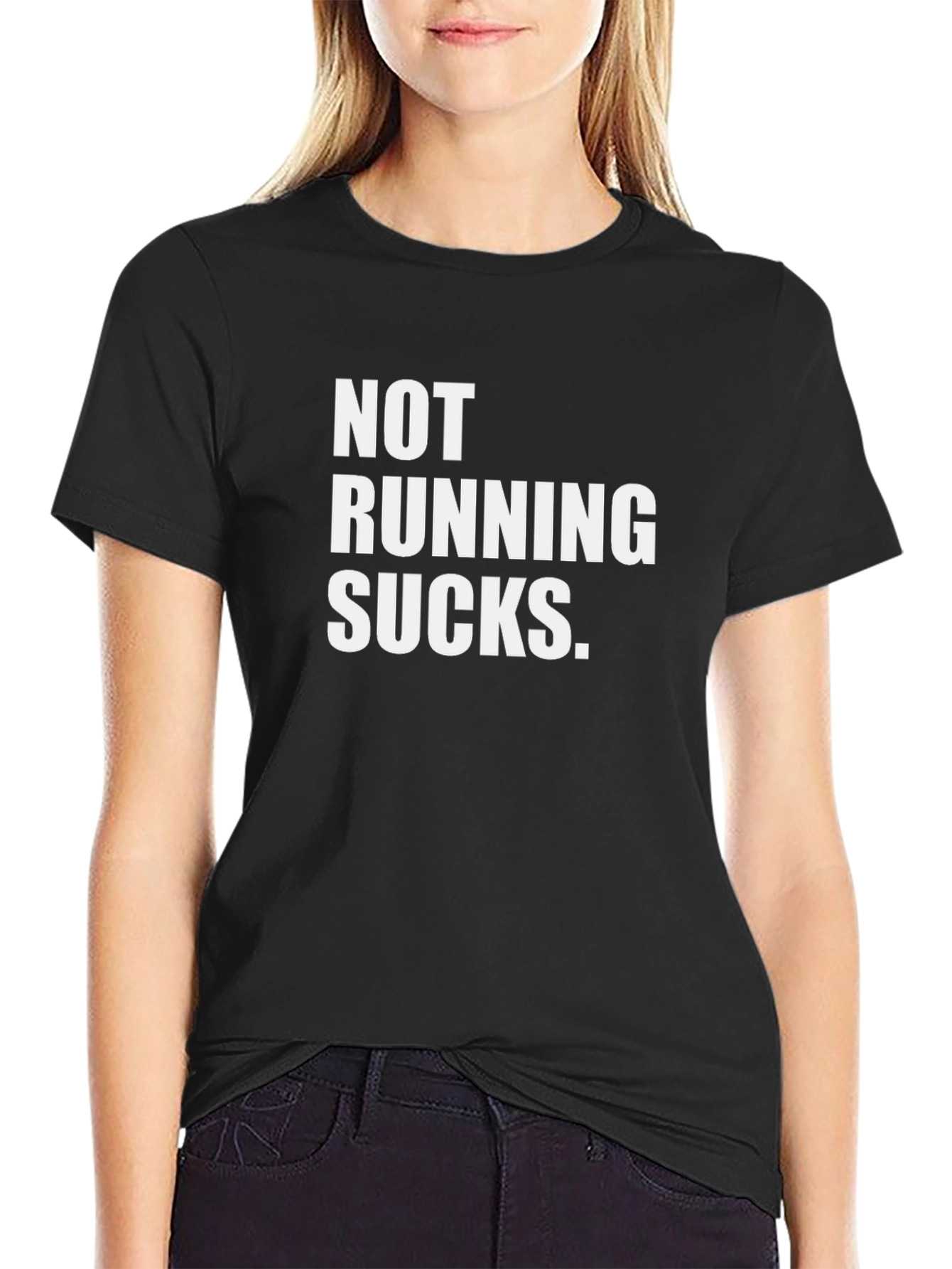 Black Not Running Sucks T-Shirt - Funny Workout Tee view 2