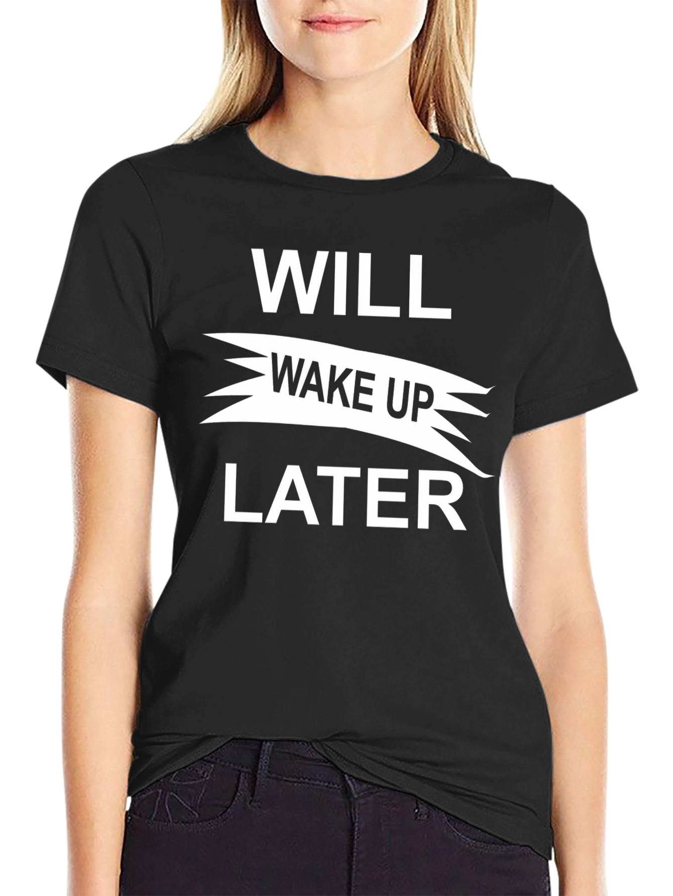 Black Funny Will Wake Up Later Graphic Tee - Black T-Shirt view 2