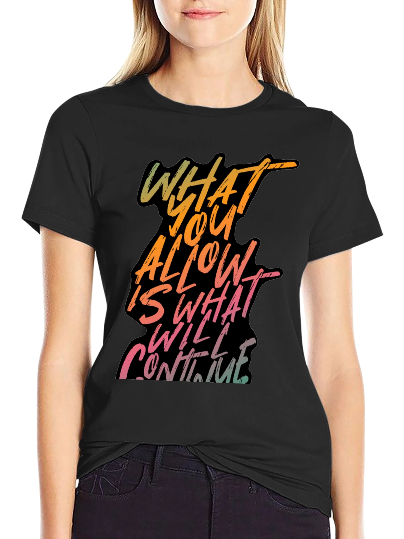 Black Inspirational Graphic Tee - What You Allow view 2