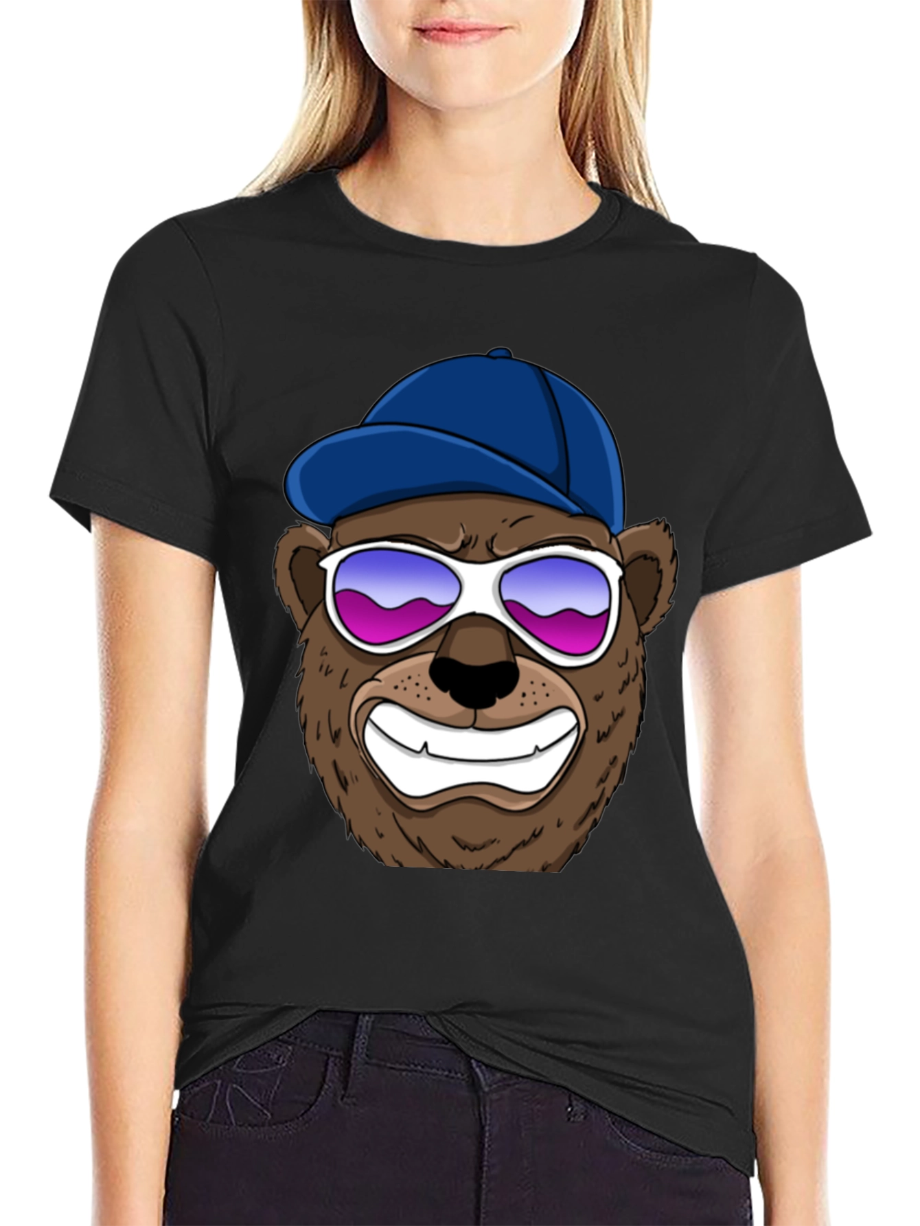 Black Cool Bear Graphic Tee - Black view 2