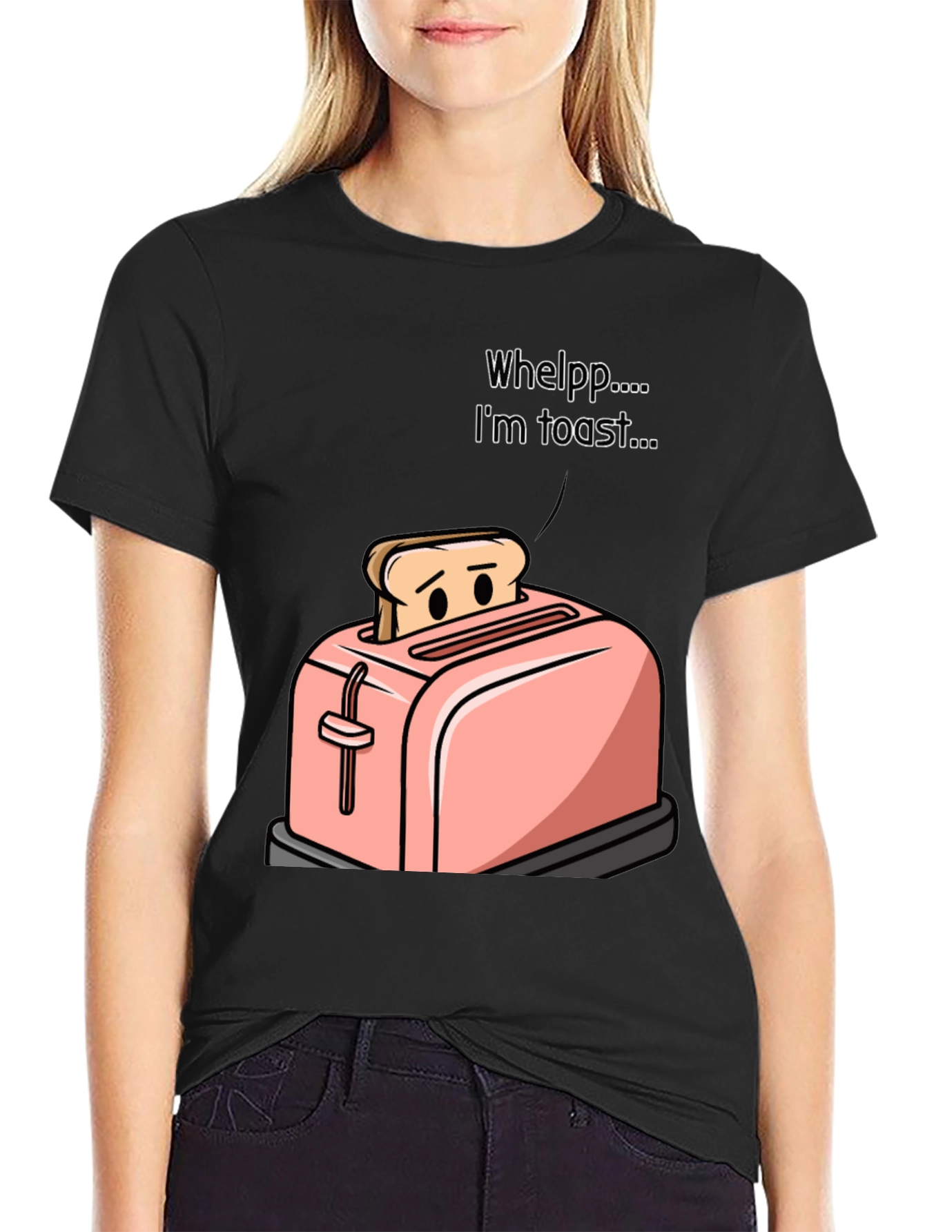 Black I'm Toast Funny Graphic T-Shirt view 2