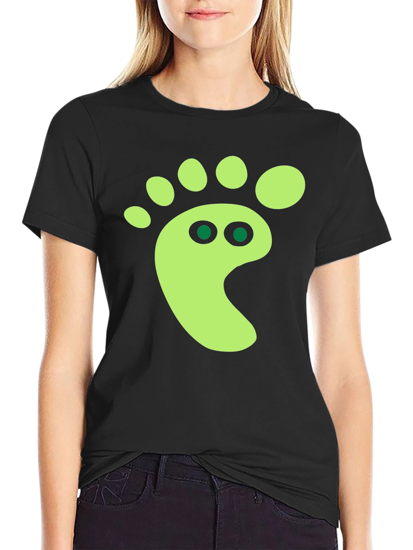 Black Funky Footprint Graphic Tee - Black Cotton Shirt view 2