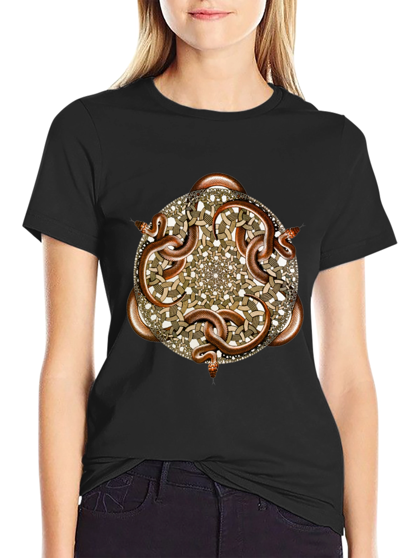 Black Snake Mandala Graphic T-Shirt view 2