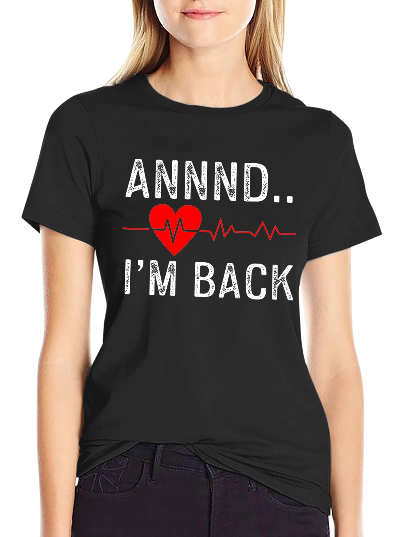 Black I'm Back Heartbeat Graphic Tee view 2