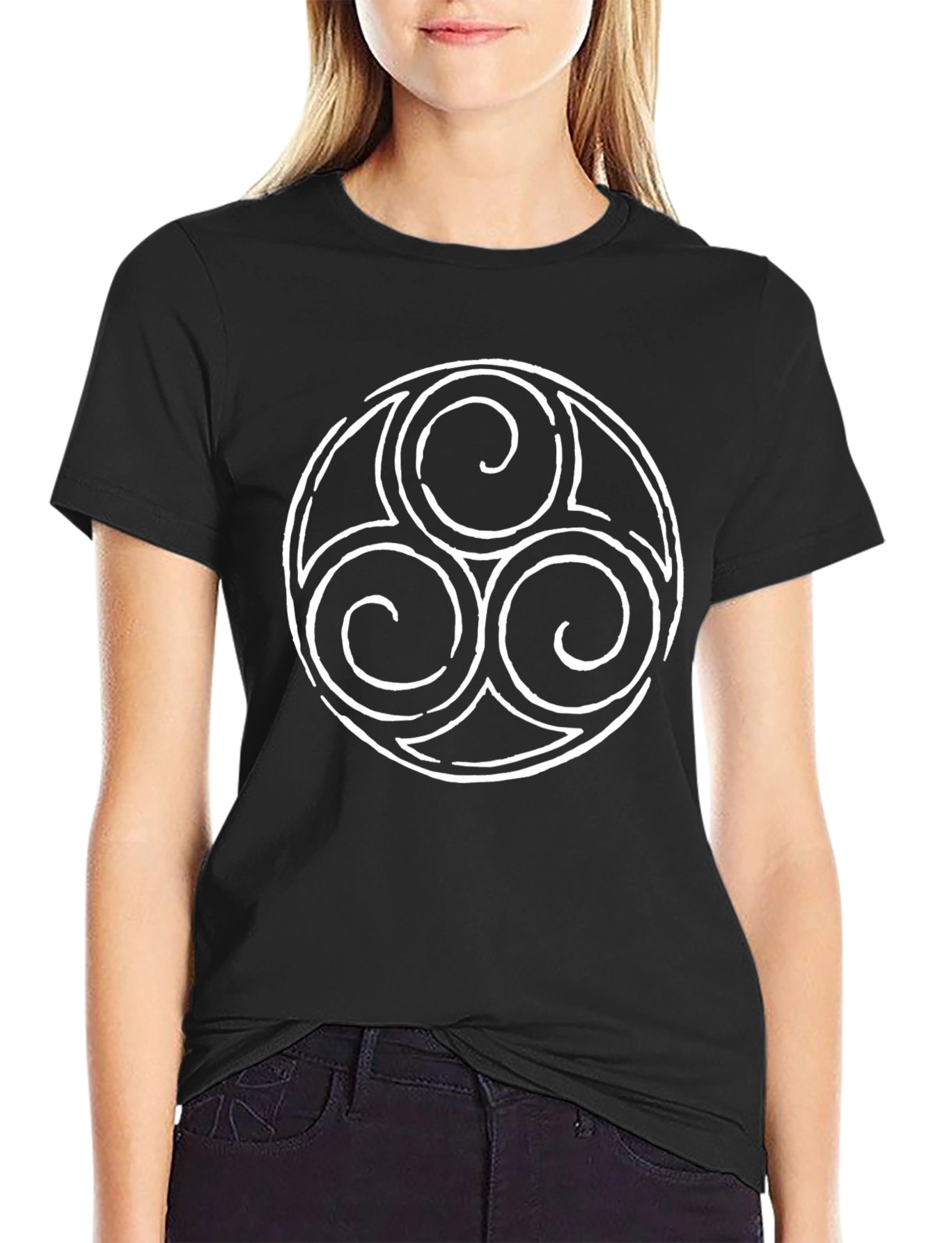 Black Triskelion Black Tee - Celtic Knot Design view 2