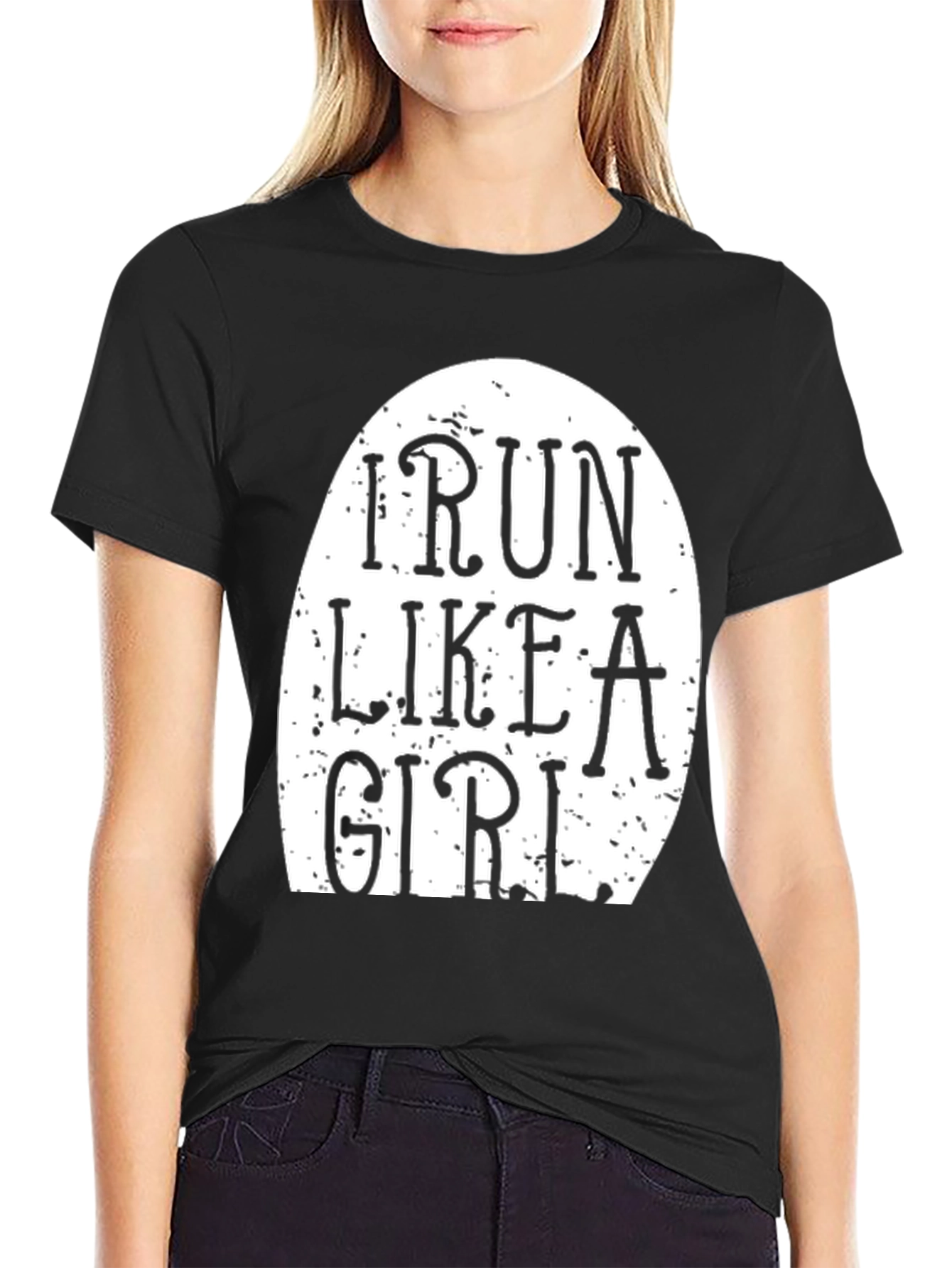 Black I Run Like A Girl Graphic Tee - Sporty & Funny view 2