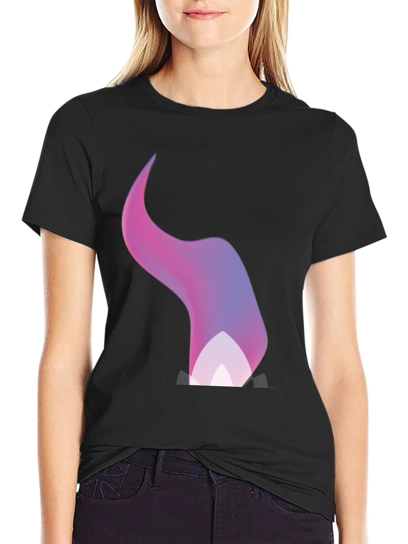 Black Gradient Flame Graphic Black T-Shirt view 2
