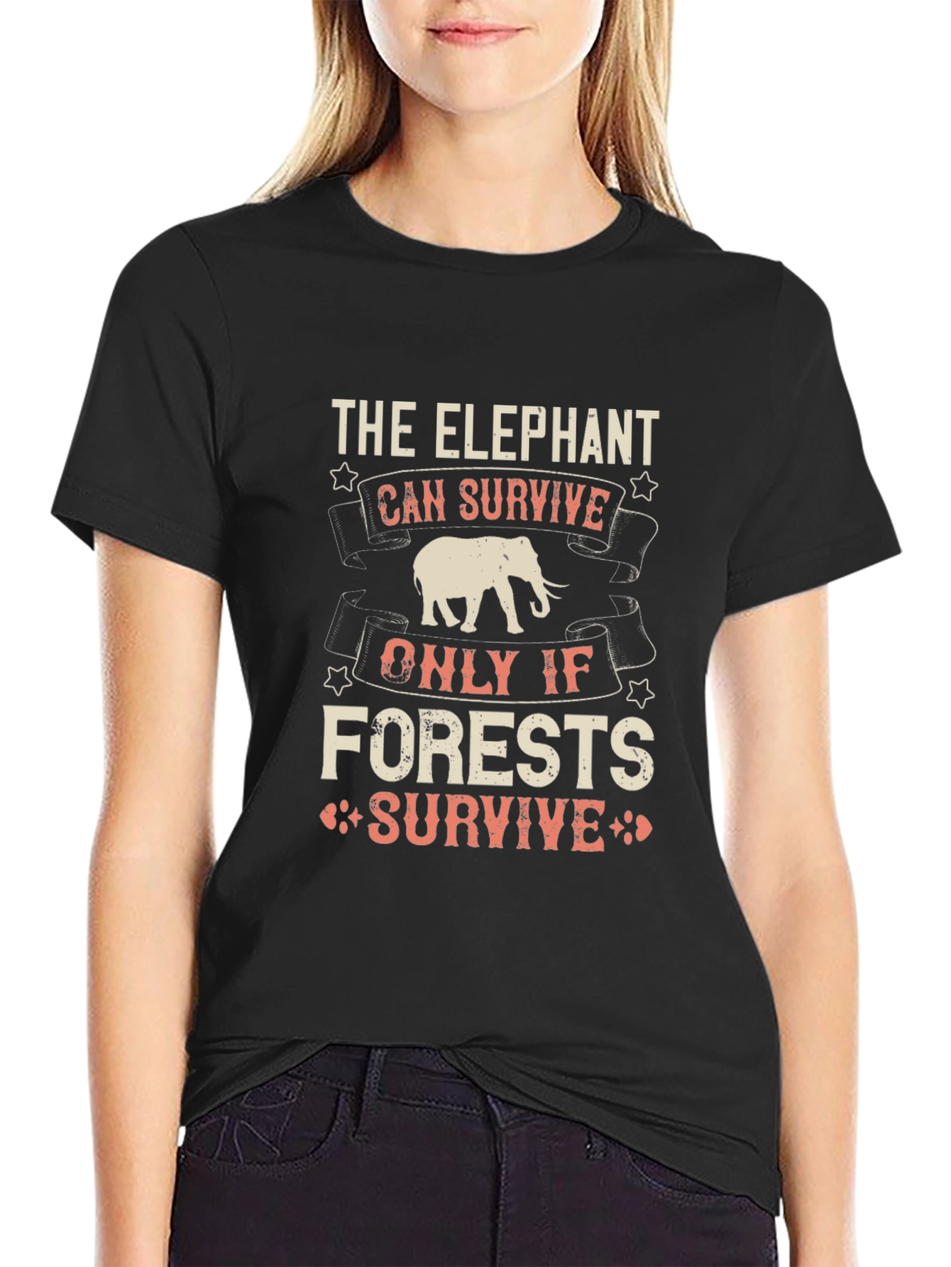 Black Elephant Conservation T-Shirt: Save the Forests view 2