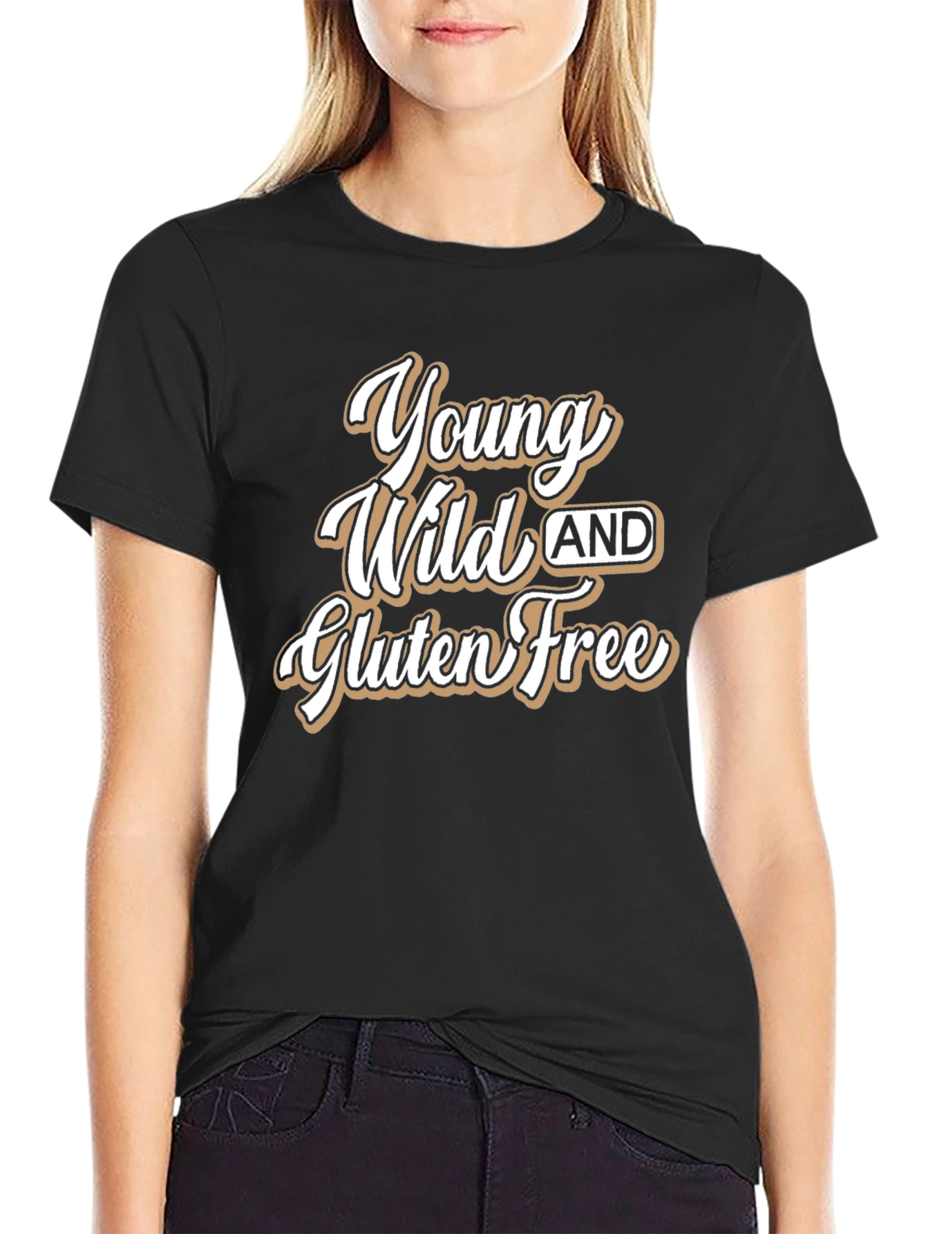 Black Young Wild and Gluten Free Black T-Shirt view 2