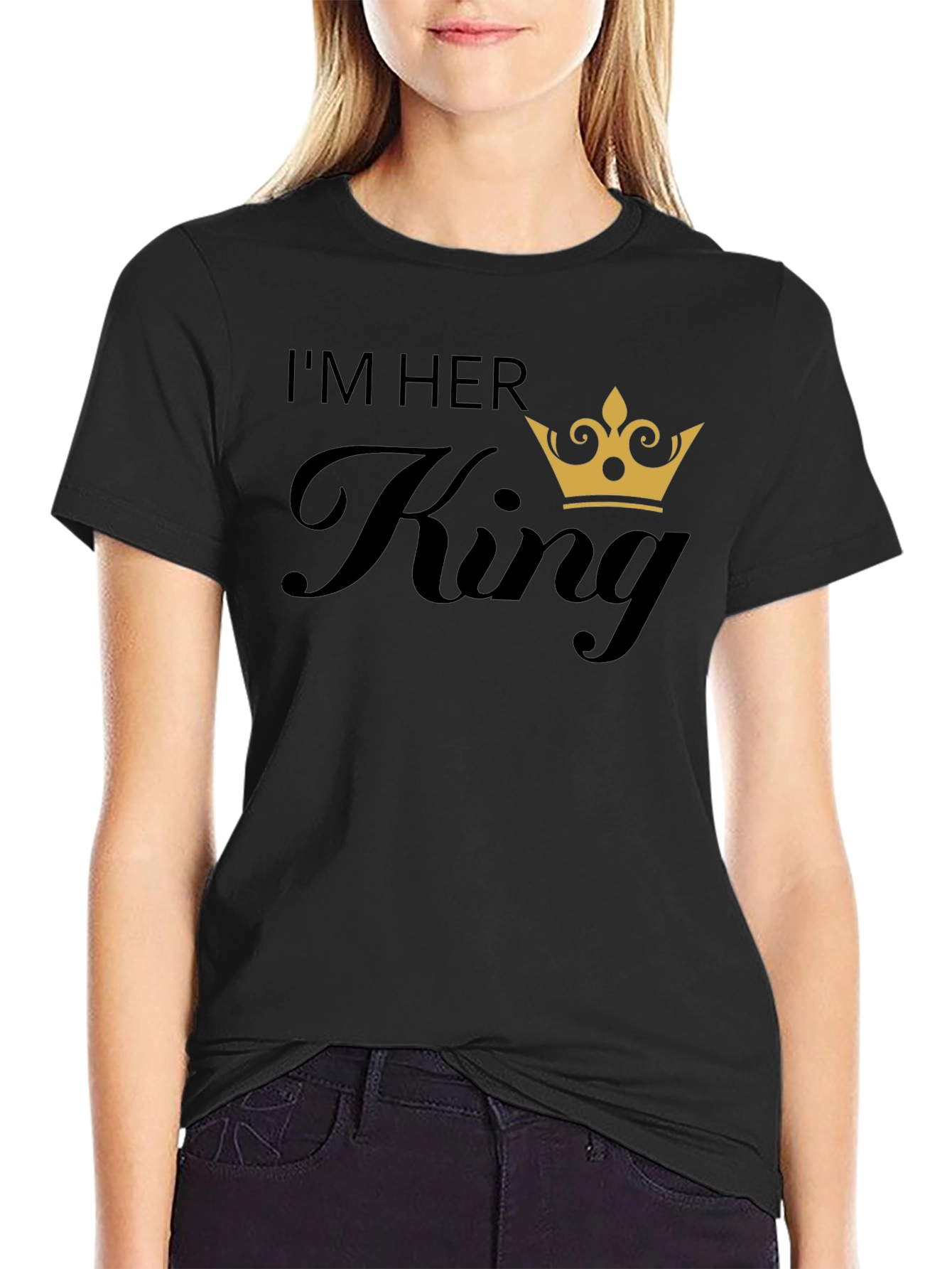 Black I'm Her King Matching Couple T-Shirt view 2