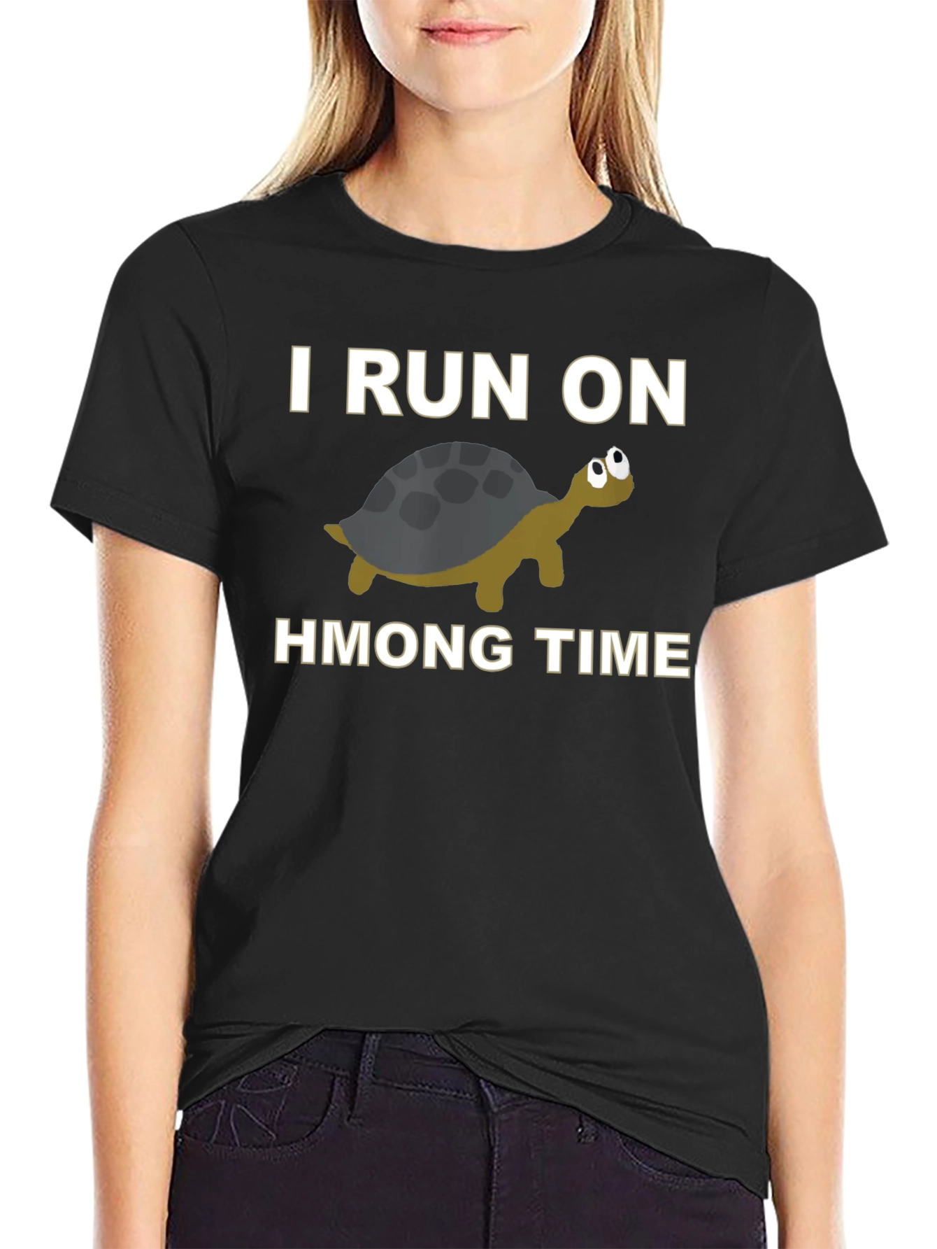 Black I Run On Turtle Hmong Time T-Shirt Funny Hmong Pride view 2