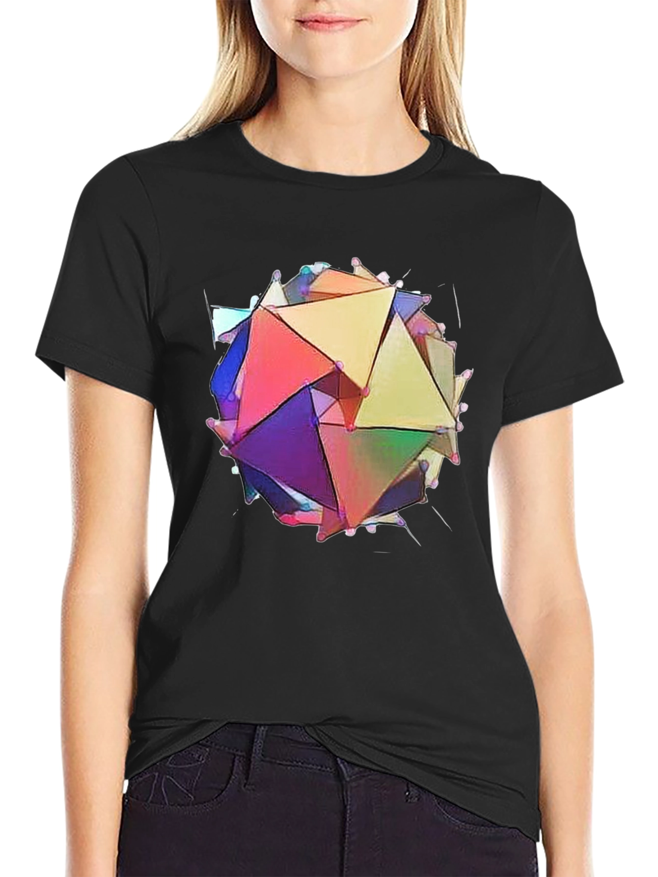 Black Abstract Geometric Prism Tee view 2