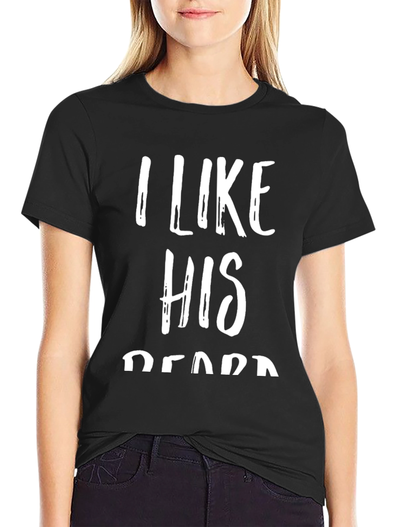 I Like His Beard T-Shirt - Black Graphic Tee - 2
