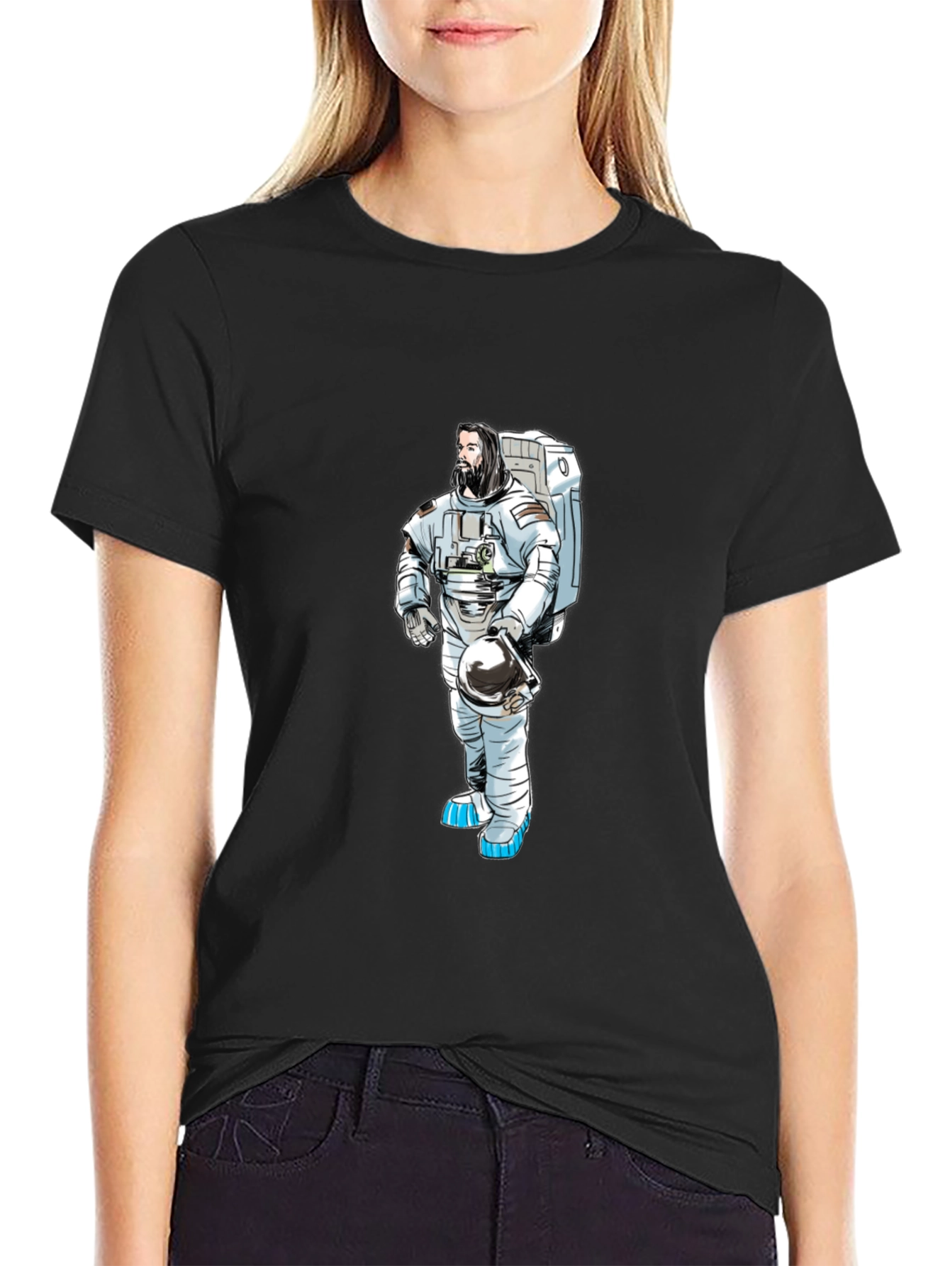 Black Astronaut Graphic Black T-Shirt view 2