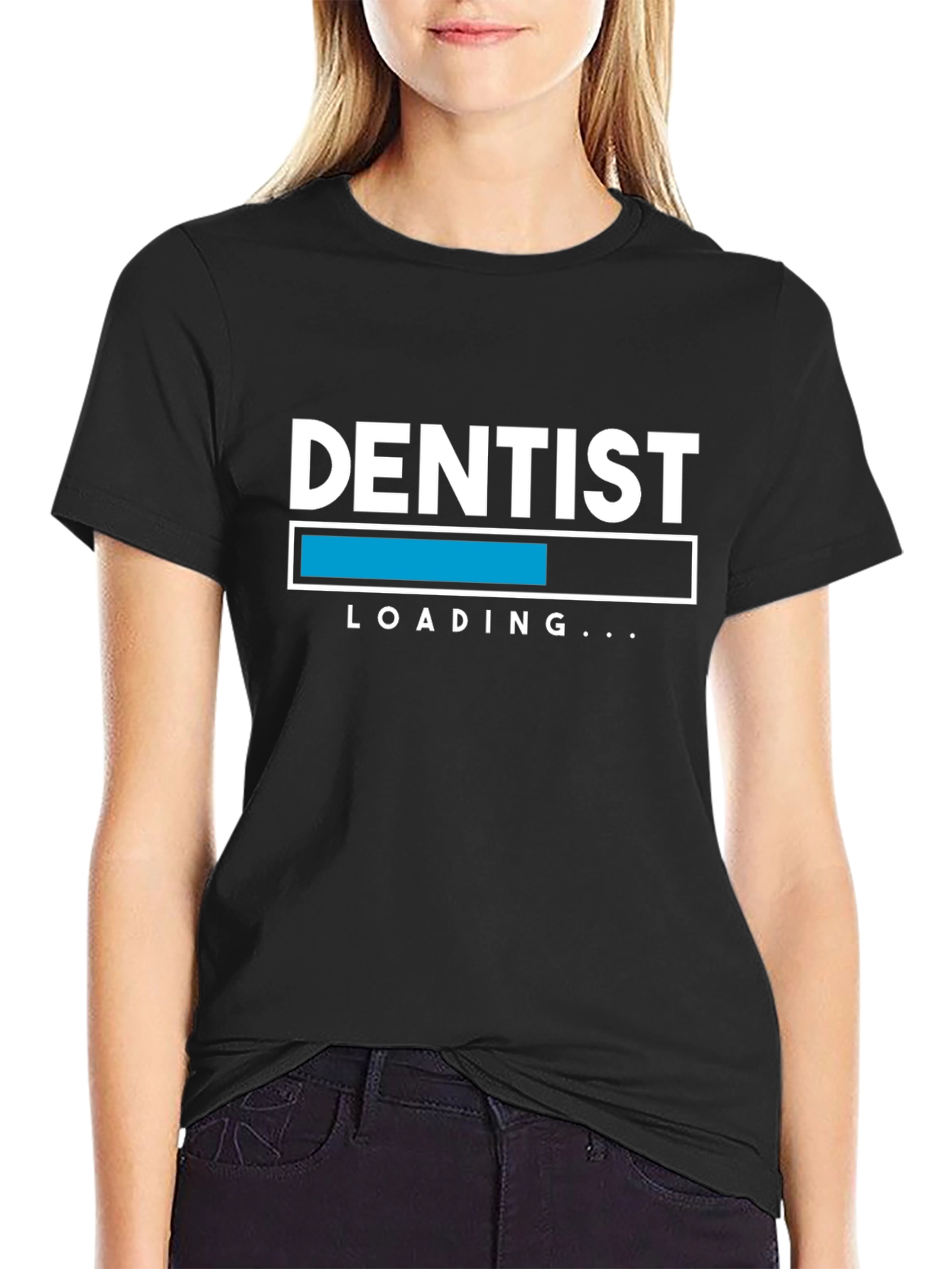 Black Dentist Loading T-Shirt - Funny Dental Student Tee view 2