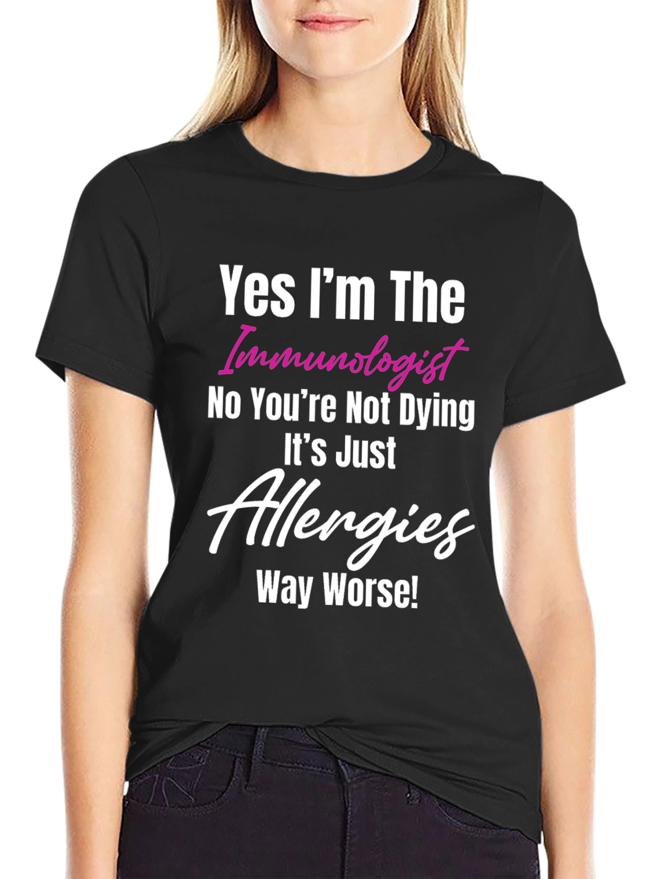 Black Immunologist Allergy T-Shirt - Humorous Medical Tee view 2