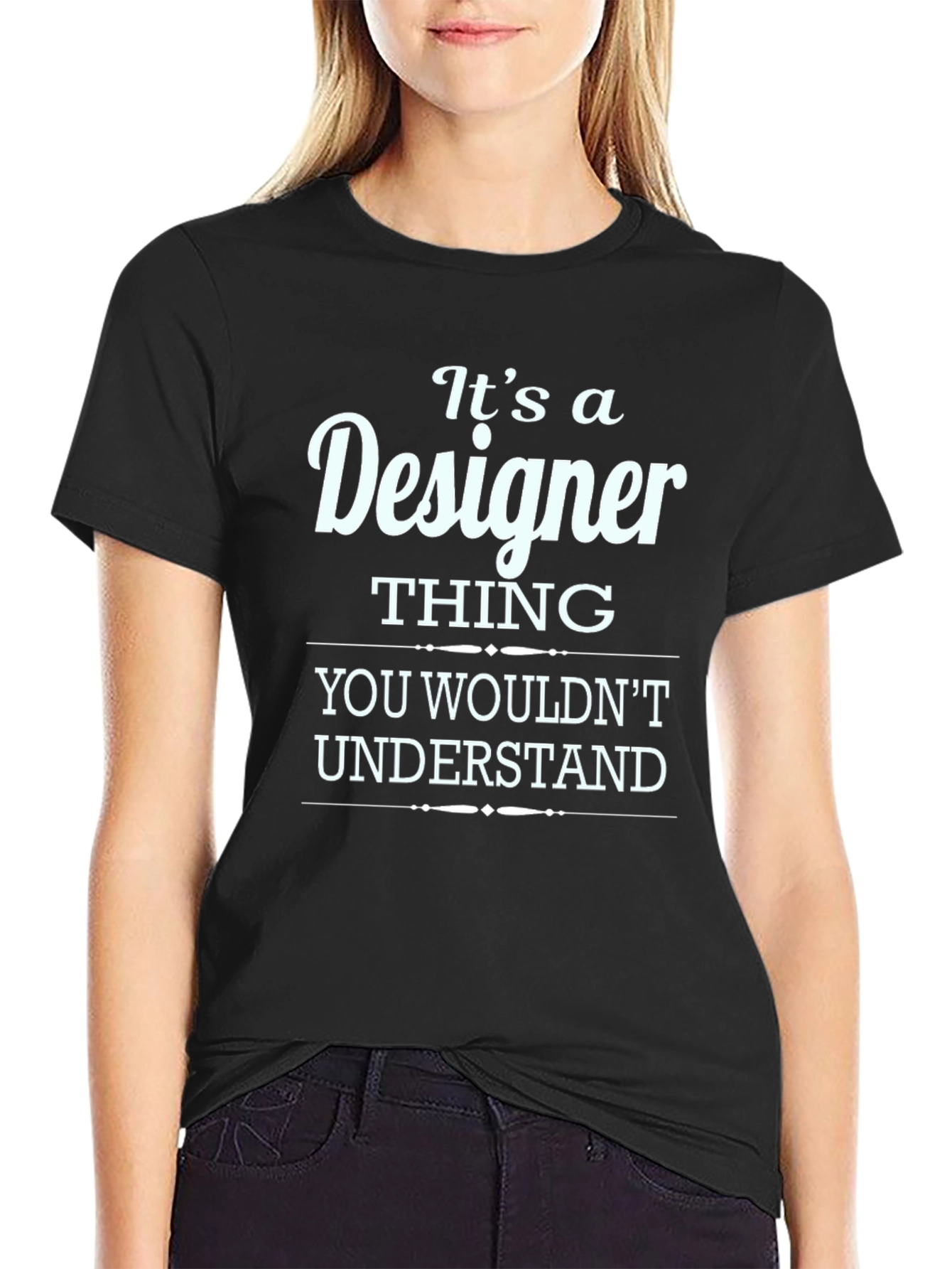 Black Designer Thing Graphic T-Shirt - Unisex Black Tee view 2